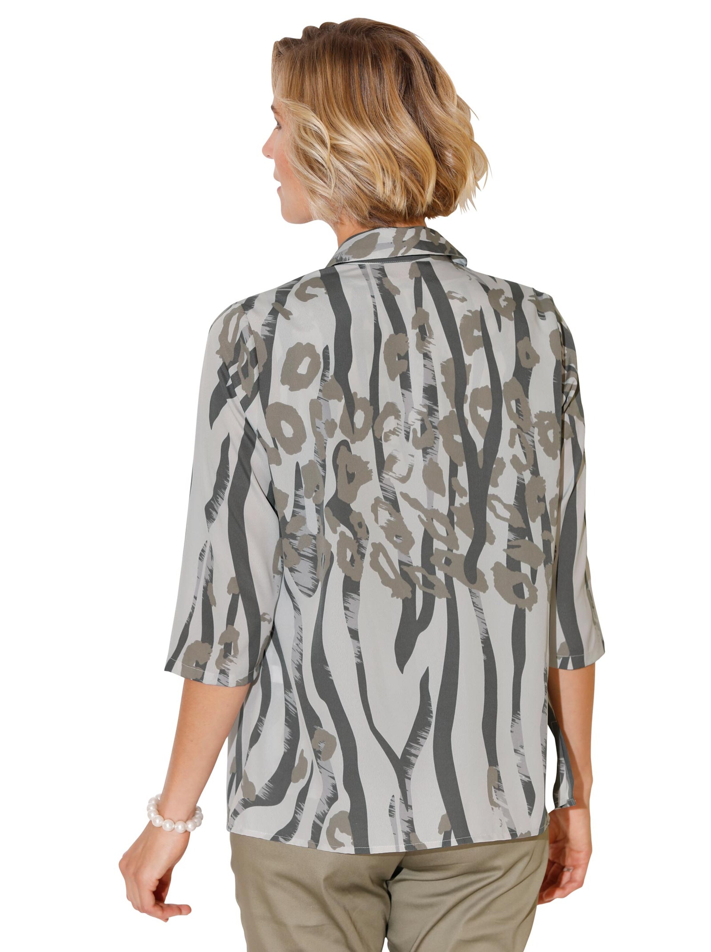 Bluse - oliv-gemustert