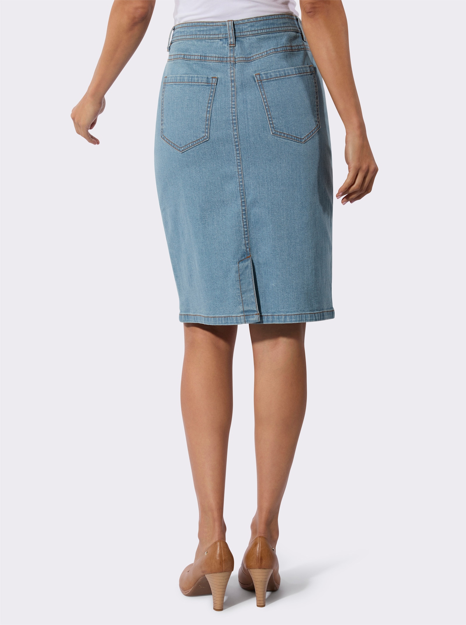 Jeansrock in 5-Pocket-Form - blue-bleached