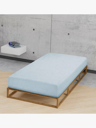 Biberna Spannbetttuch - bleu-meliert