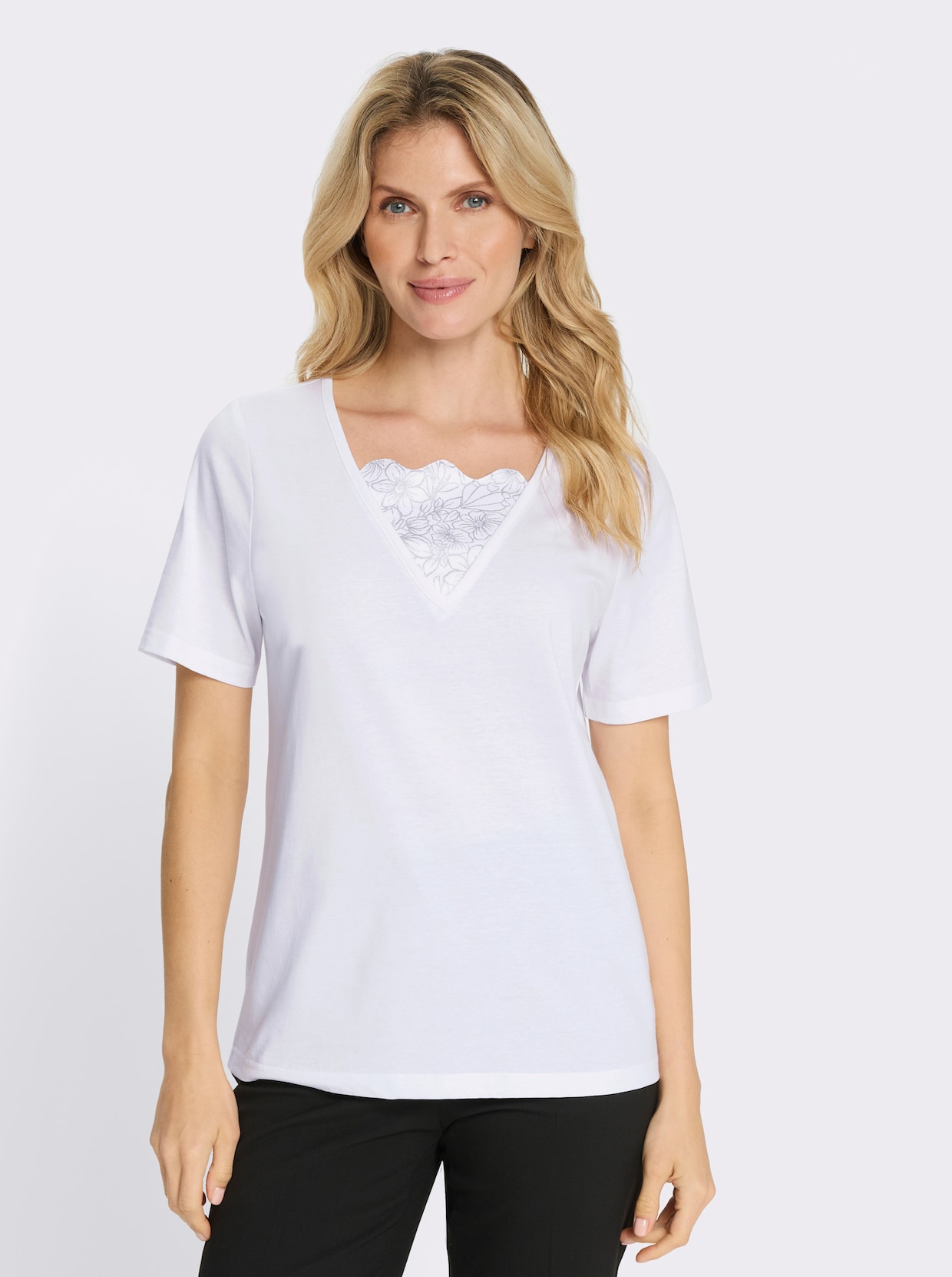 2-in-1-Shirt mit Glitzerdruck - ecru