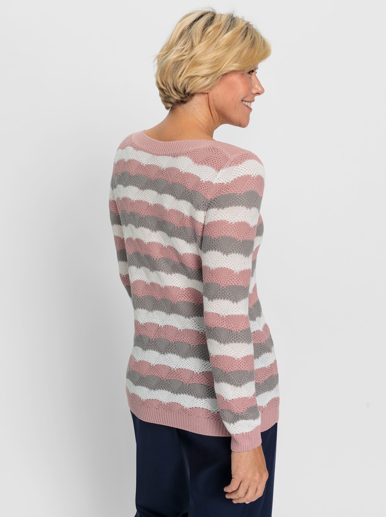 Pullover met lange mouwen - hortensia/steengrijs gestreept