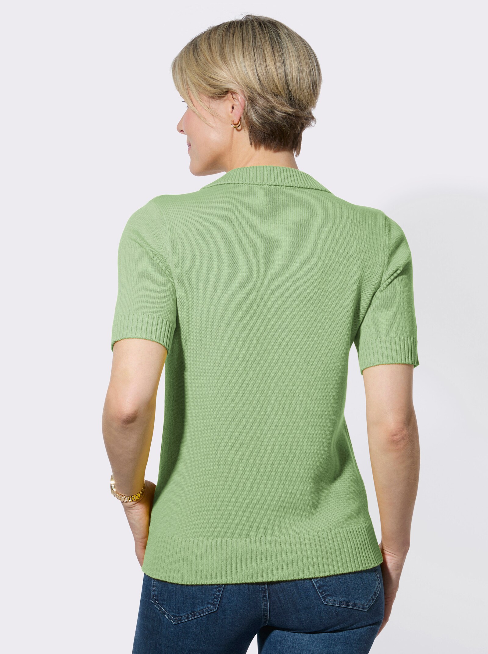 Polopullover mit Rippabschlüssen - reseda