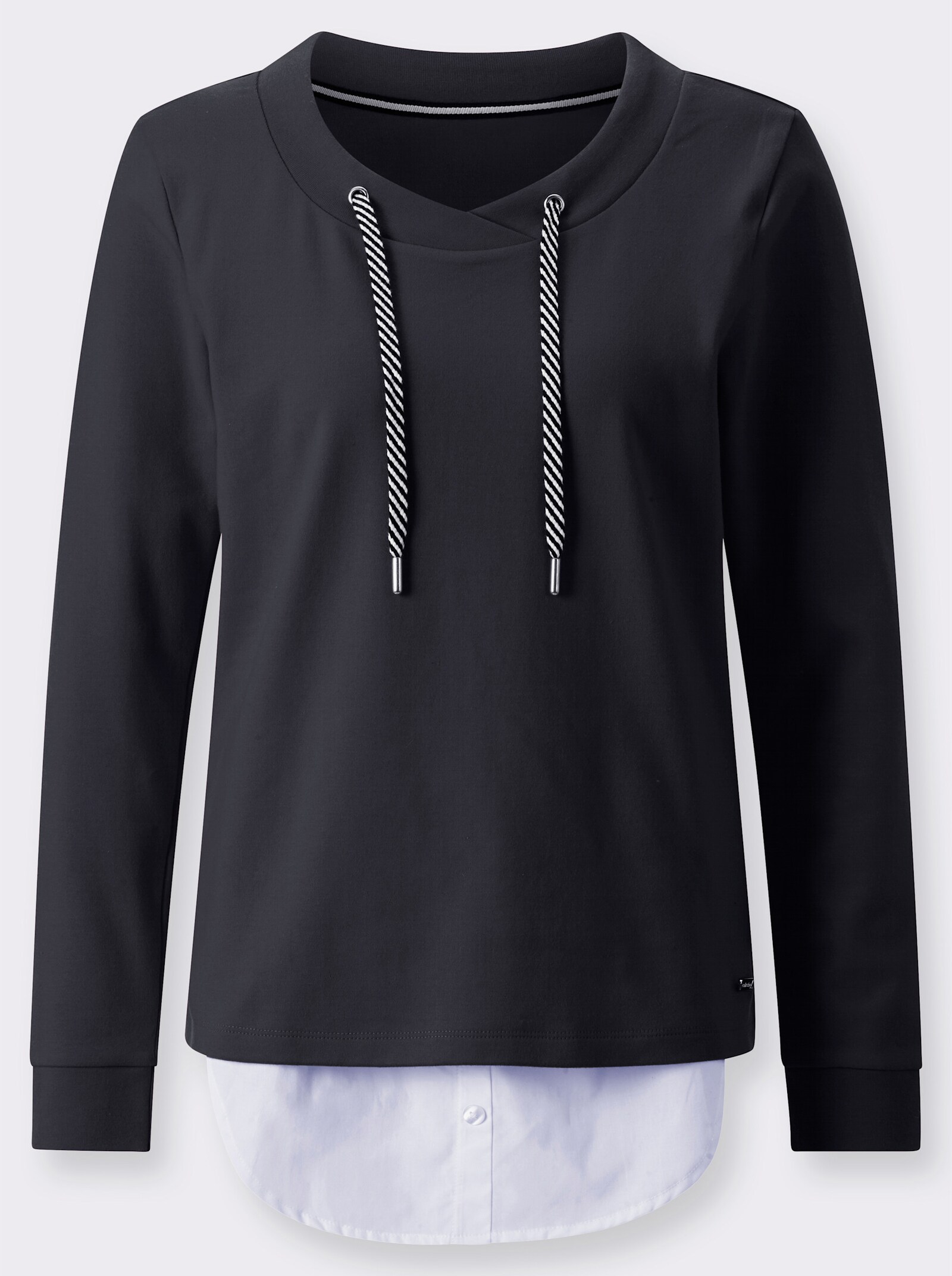 2-in-1-Shirt mit Blusensaum - marine