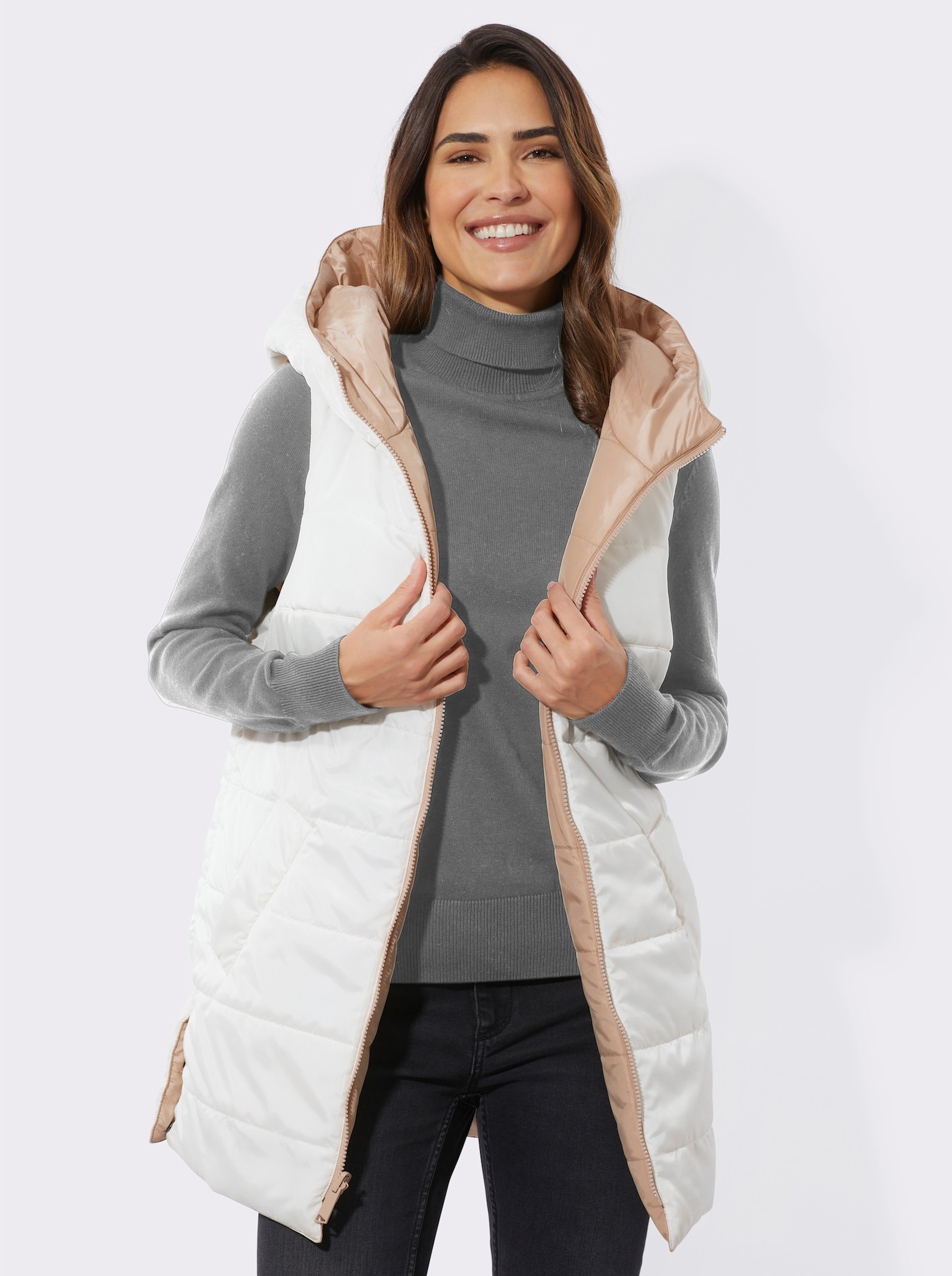 Wendeweste mit verschiedenfarbigen Seiten - beige-ecru