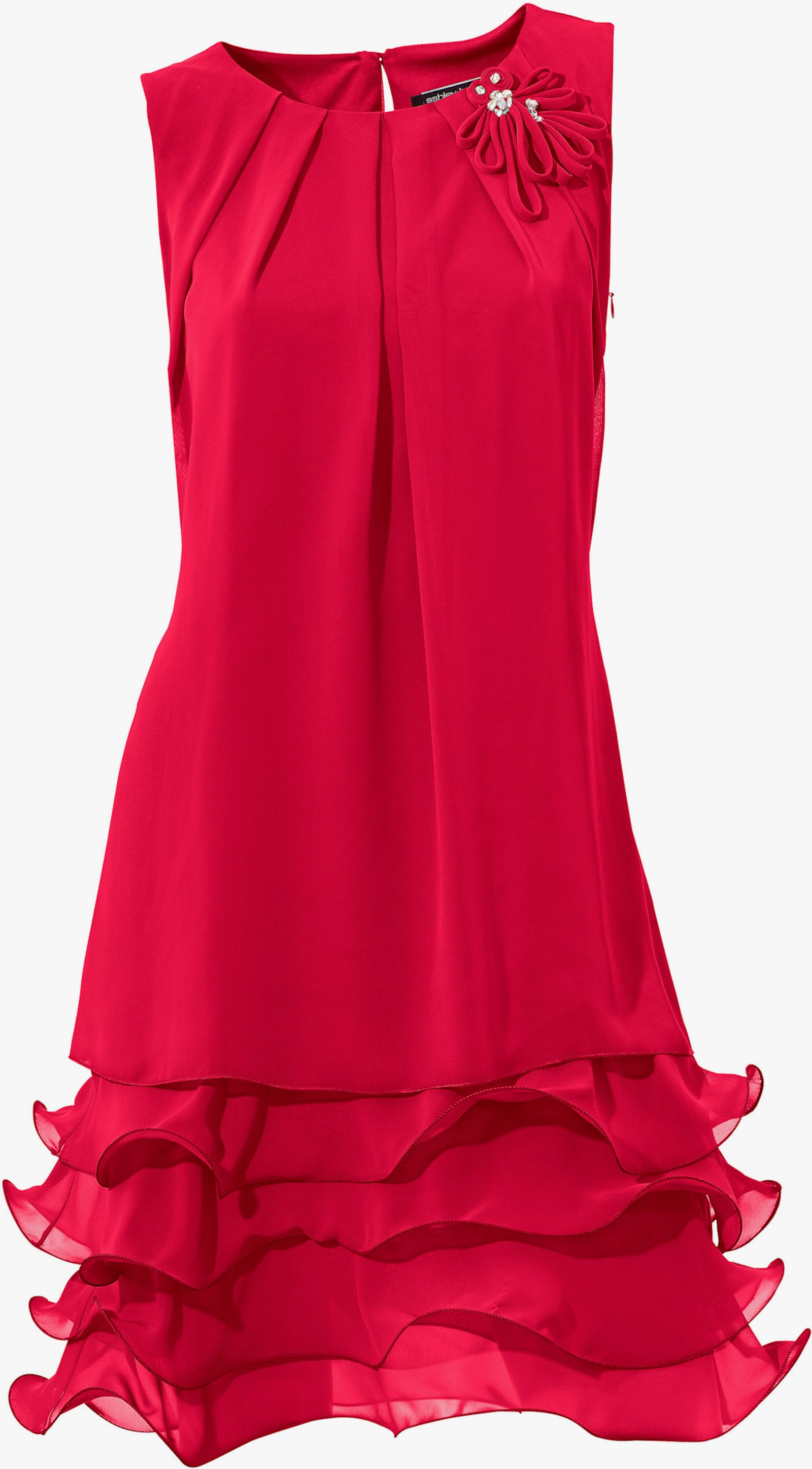 heine Cocktailkleid mit Rüschen am Saum - rot