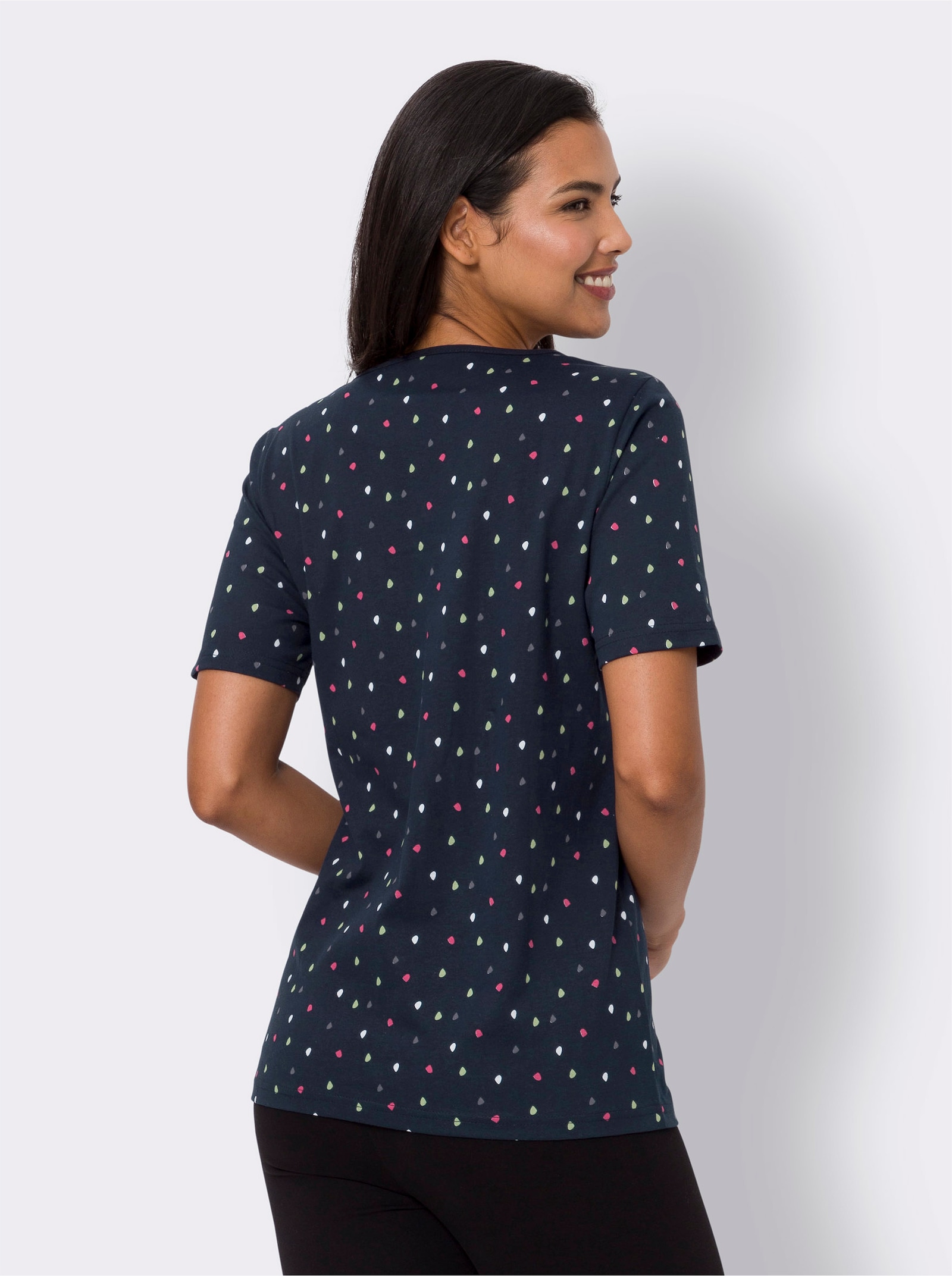 Freizeitshirt im Pünktchenmuster - marine-bedruckt