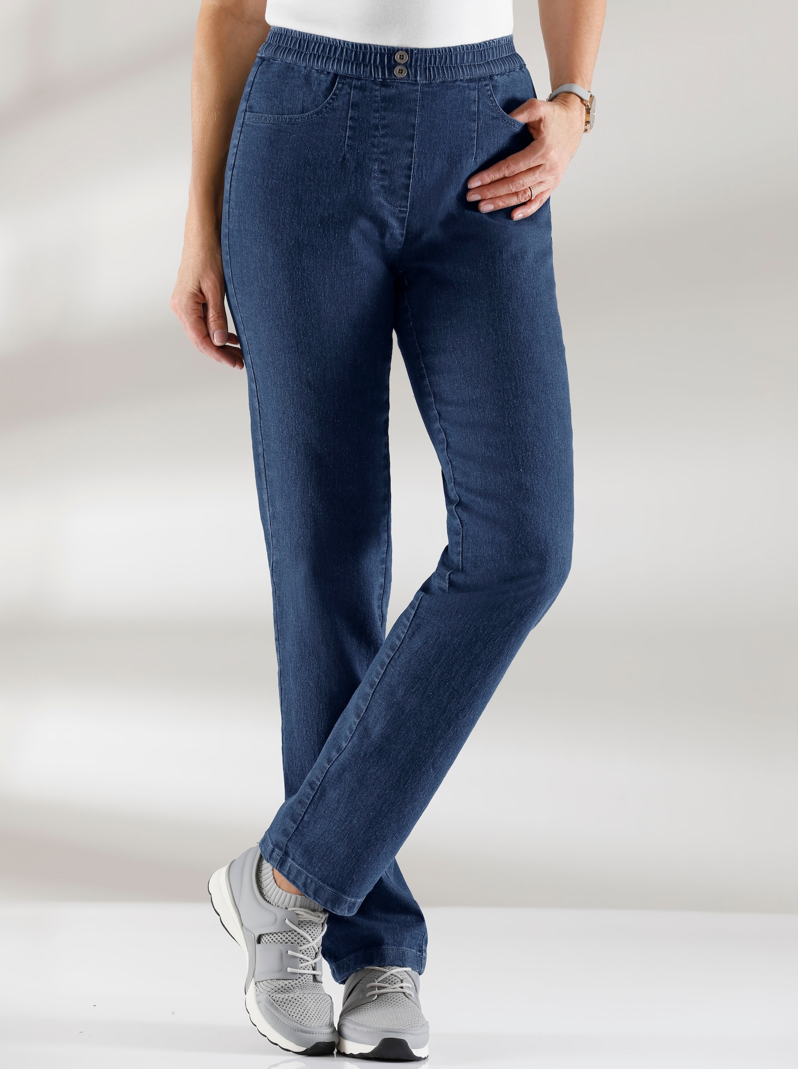 Comfortjeans met gestileerde ritssluitingoverslag - blue-stonewashed