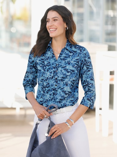 Blouse - jeansblauw geprint