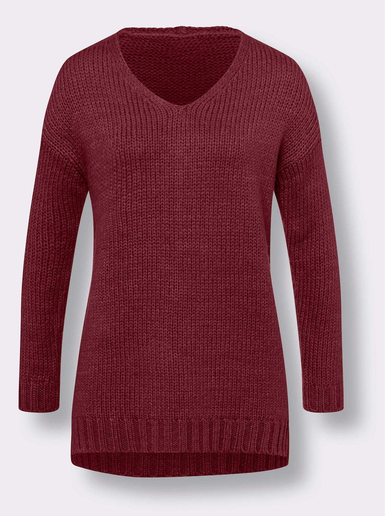 heine Pullover met V-hals - malve gemêleerd