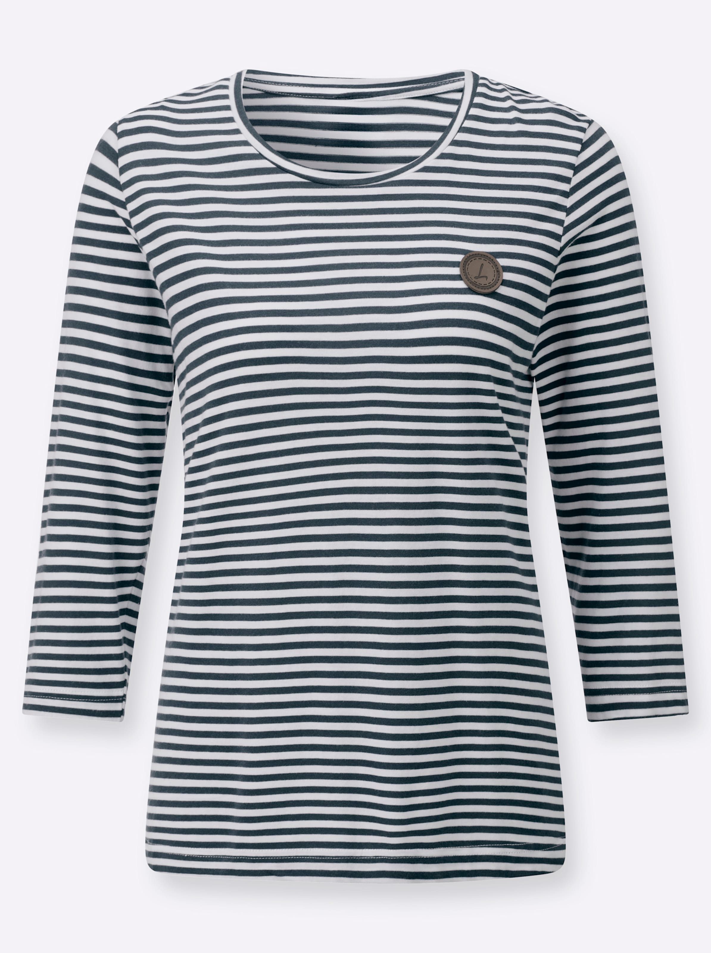 Dunkelblau-Weiß-Geringelt 3/4-Arm-Shirt - Bild 2