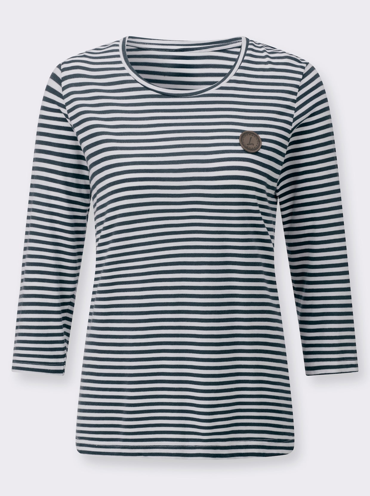 3/4-Arm-Shirt - dunkelblau-weiß-geringelt