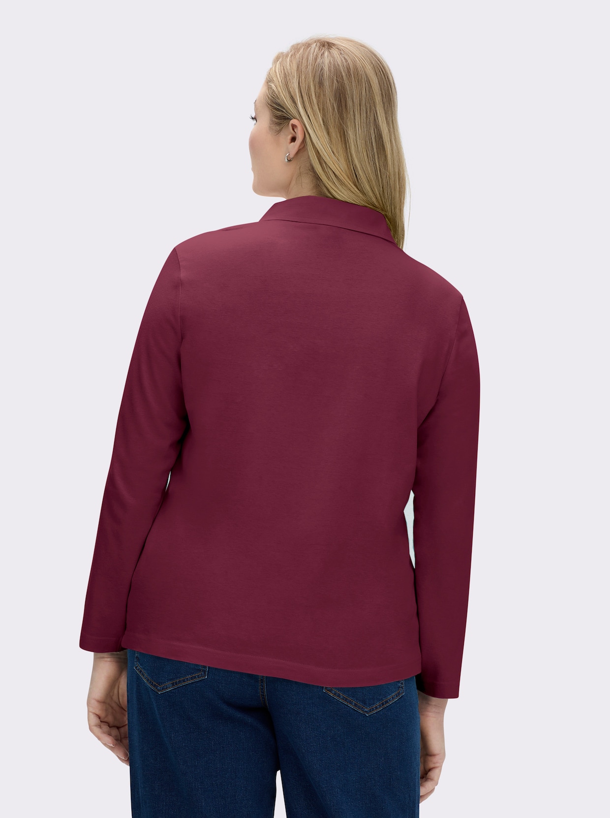 Langarm-Poloshirt in reiner Baumwoll-Qualität - bordeaux