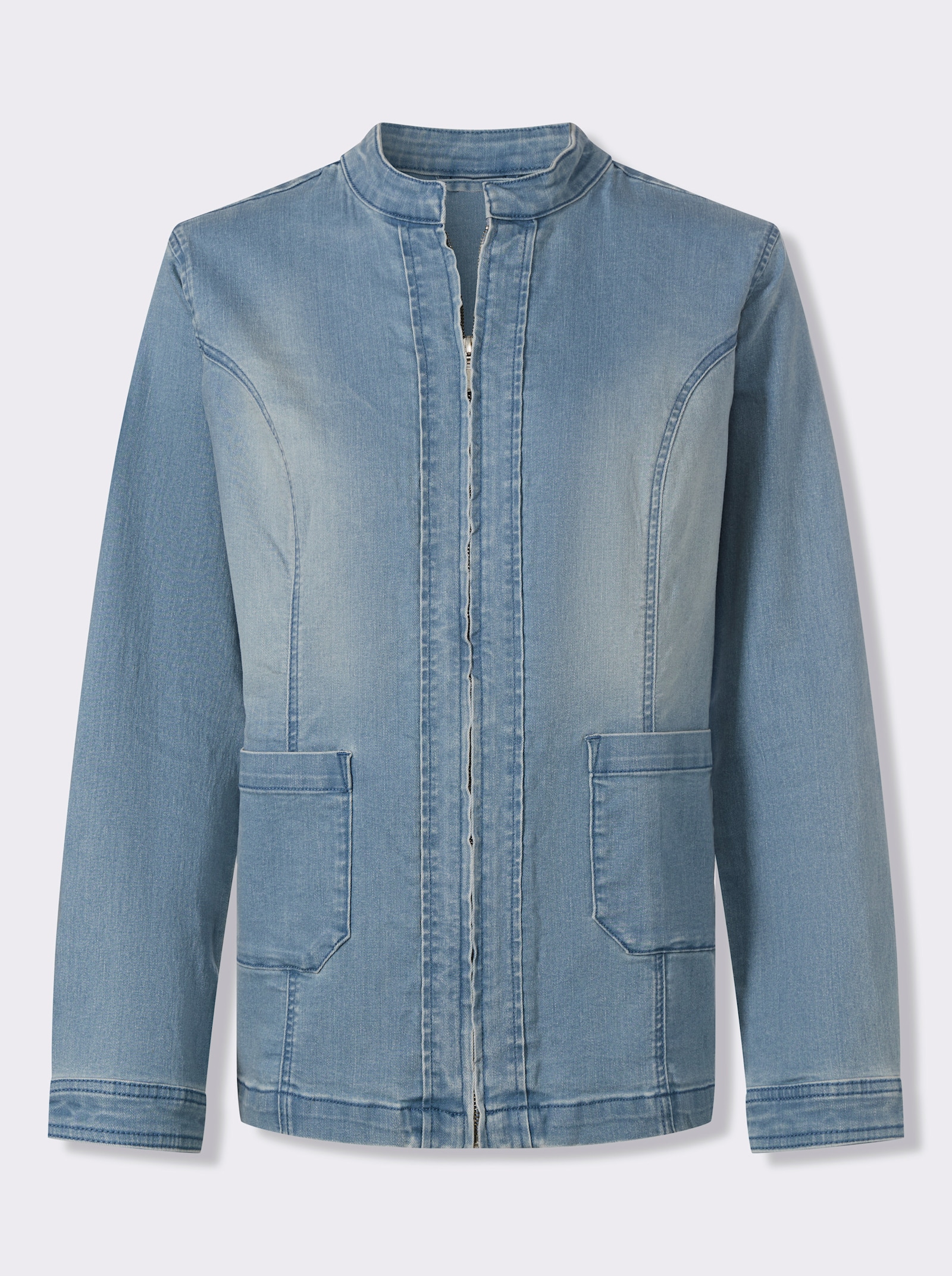 Jeansjacke mit Reißverschluss - blue-bleached