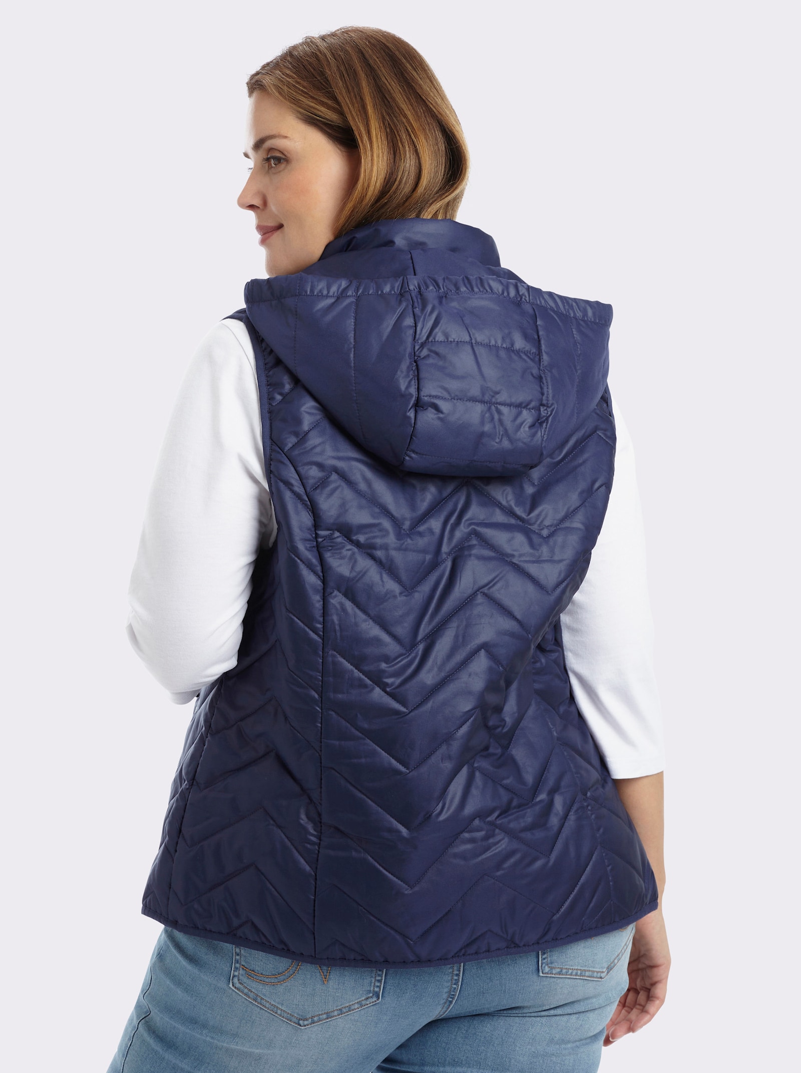 Steppweste im Zickzack-Muster - marine