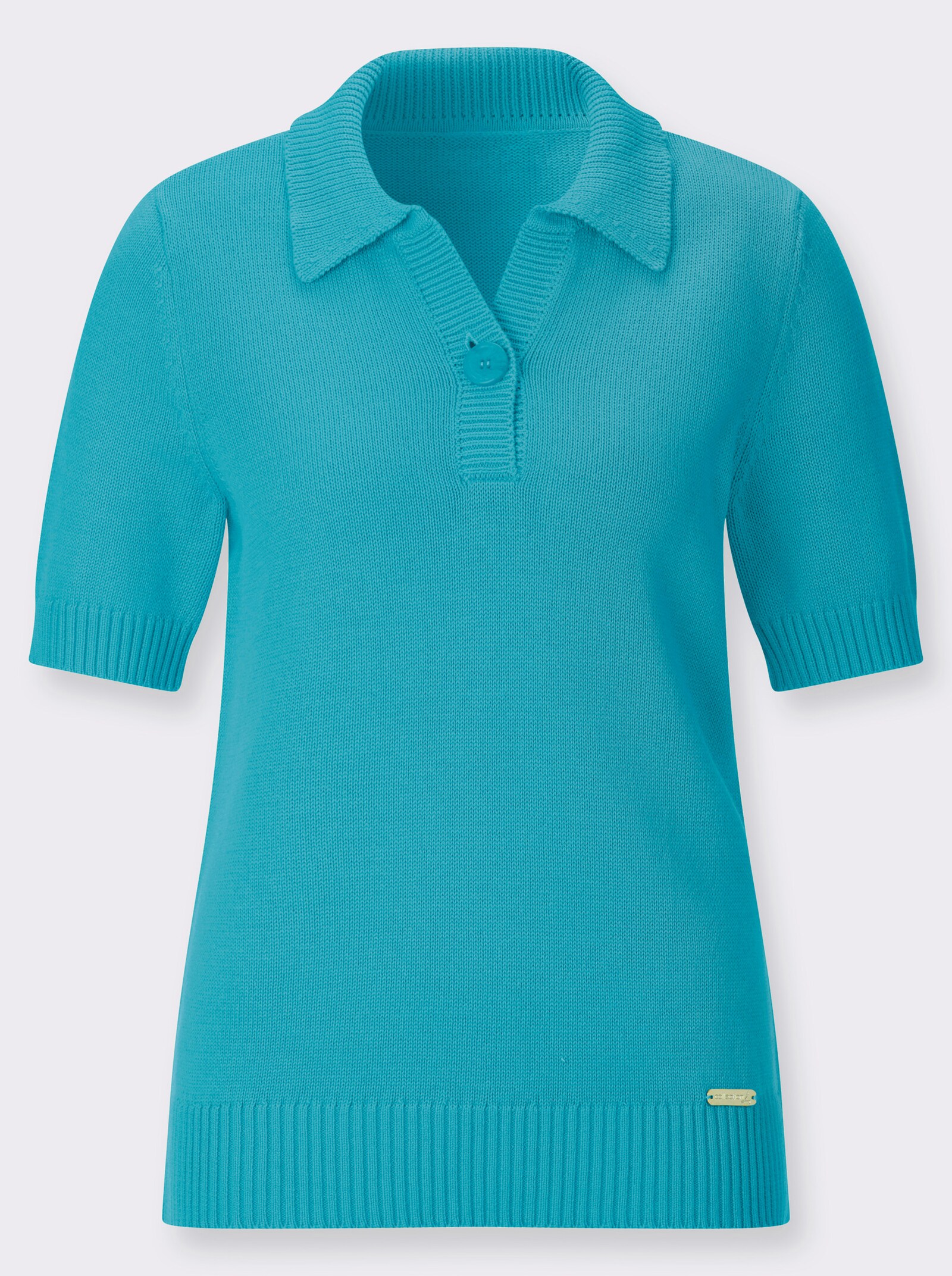Polopullover mit Rippabschlüssen - türkis