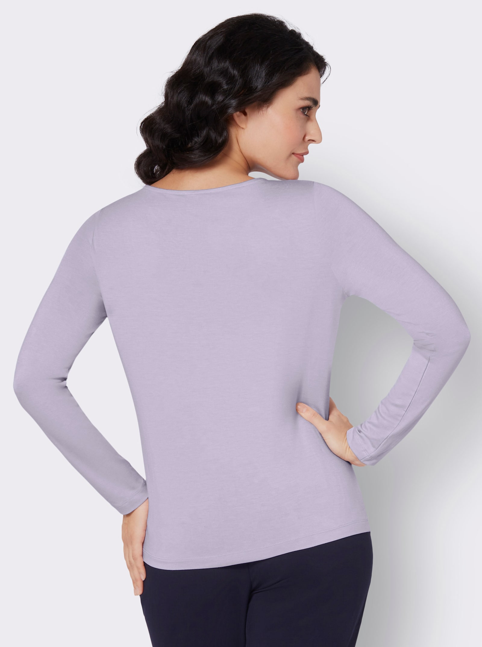 Langarmshirt mit Cut-Outs am Ausschnitt - flieder