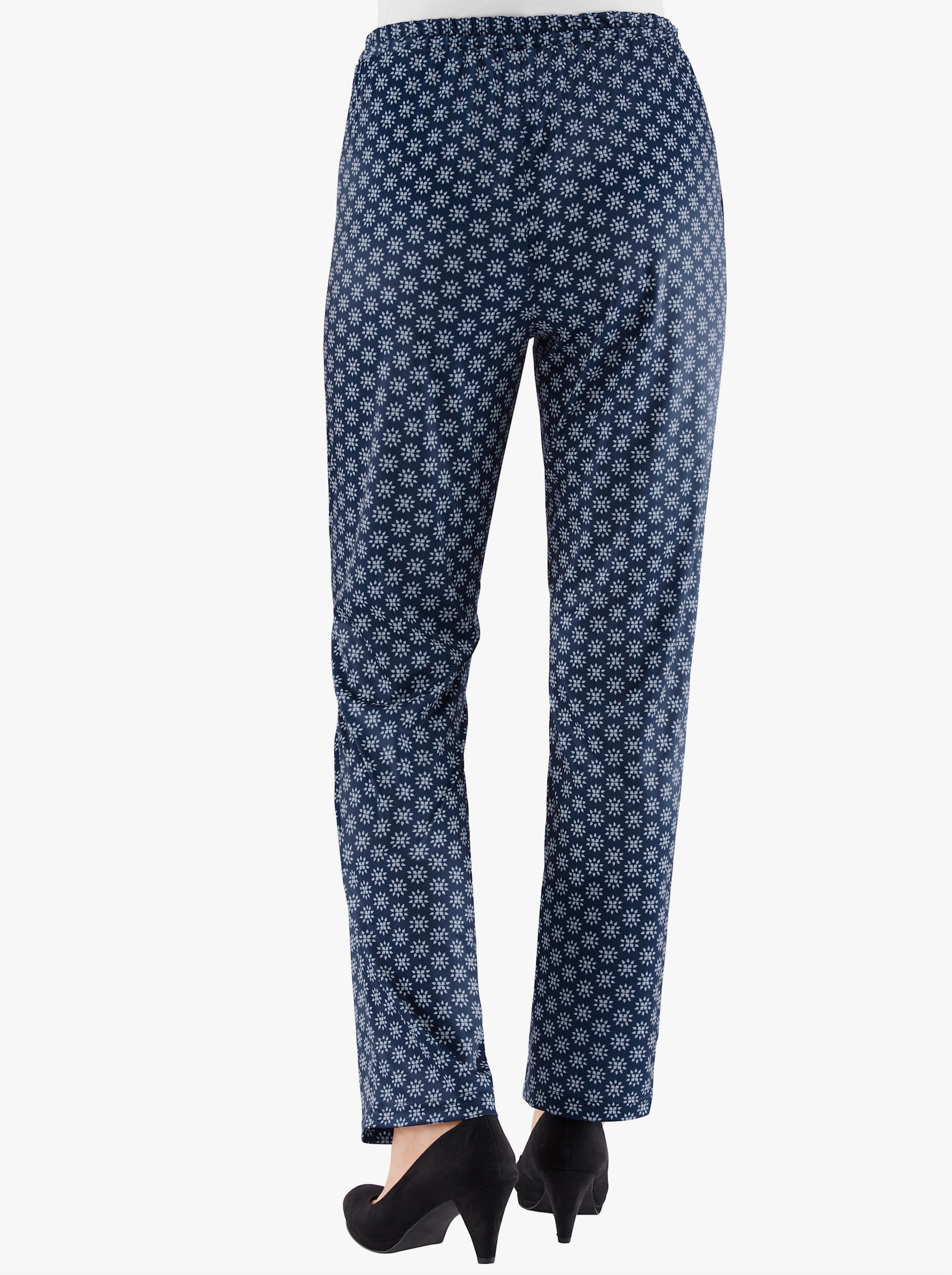 Jerseyhose mit Bindeband - marine-geblümt