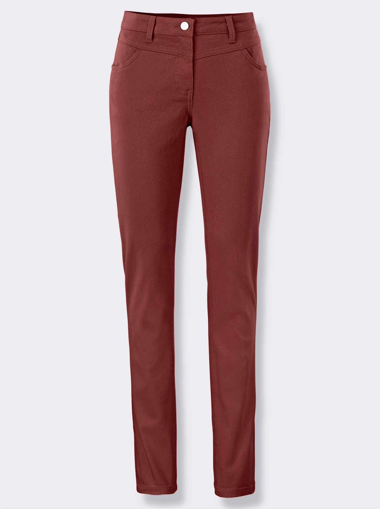 Stretchbroek met pasvormpas voor en achter - roodbruin