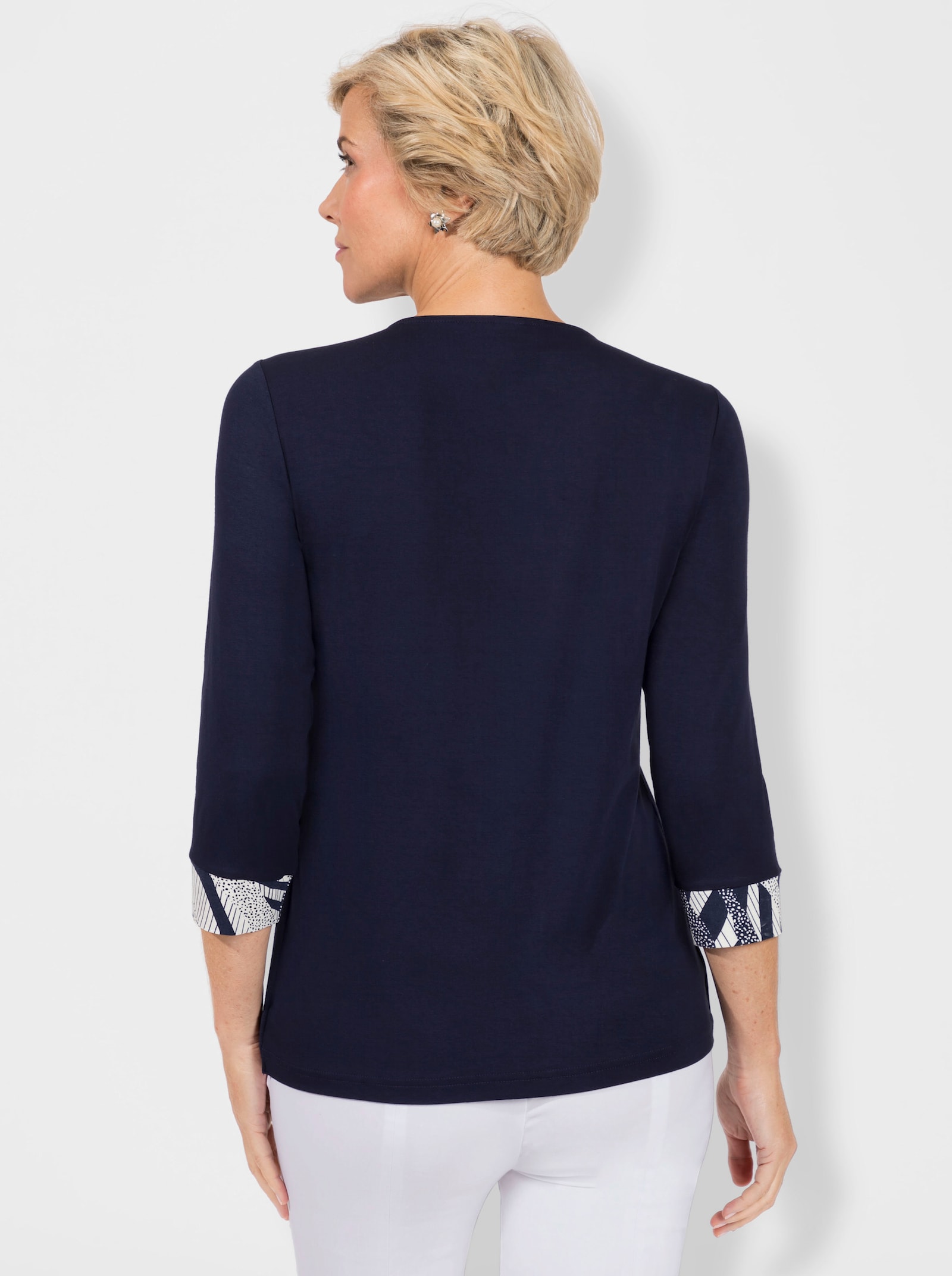 2-in-1-Shirt mit bedrucktem Einsatz - marine-ecru-bedruckt