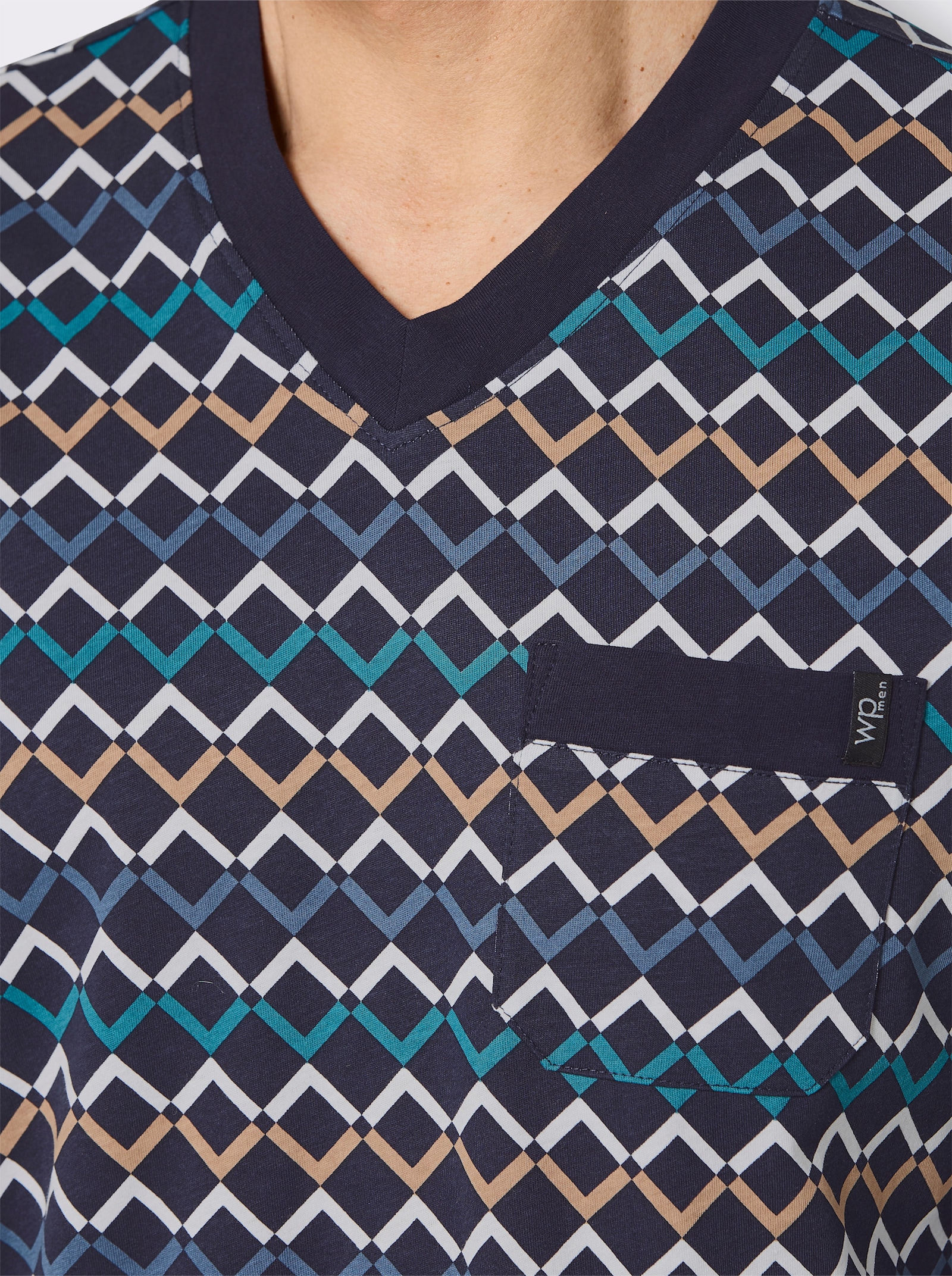 wäschepur men Schlafanzüge - marine-bedruckt + camel-bedruckt