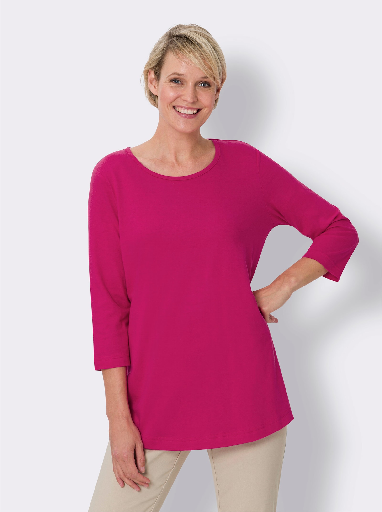 Lang shirt per 2 stuks - koningsblauw + pink