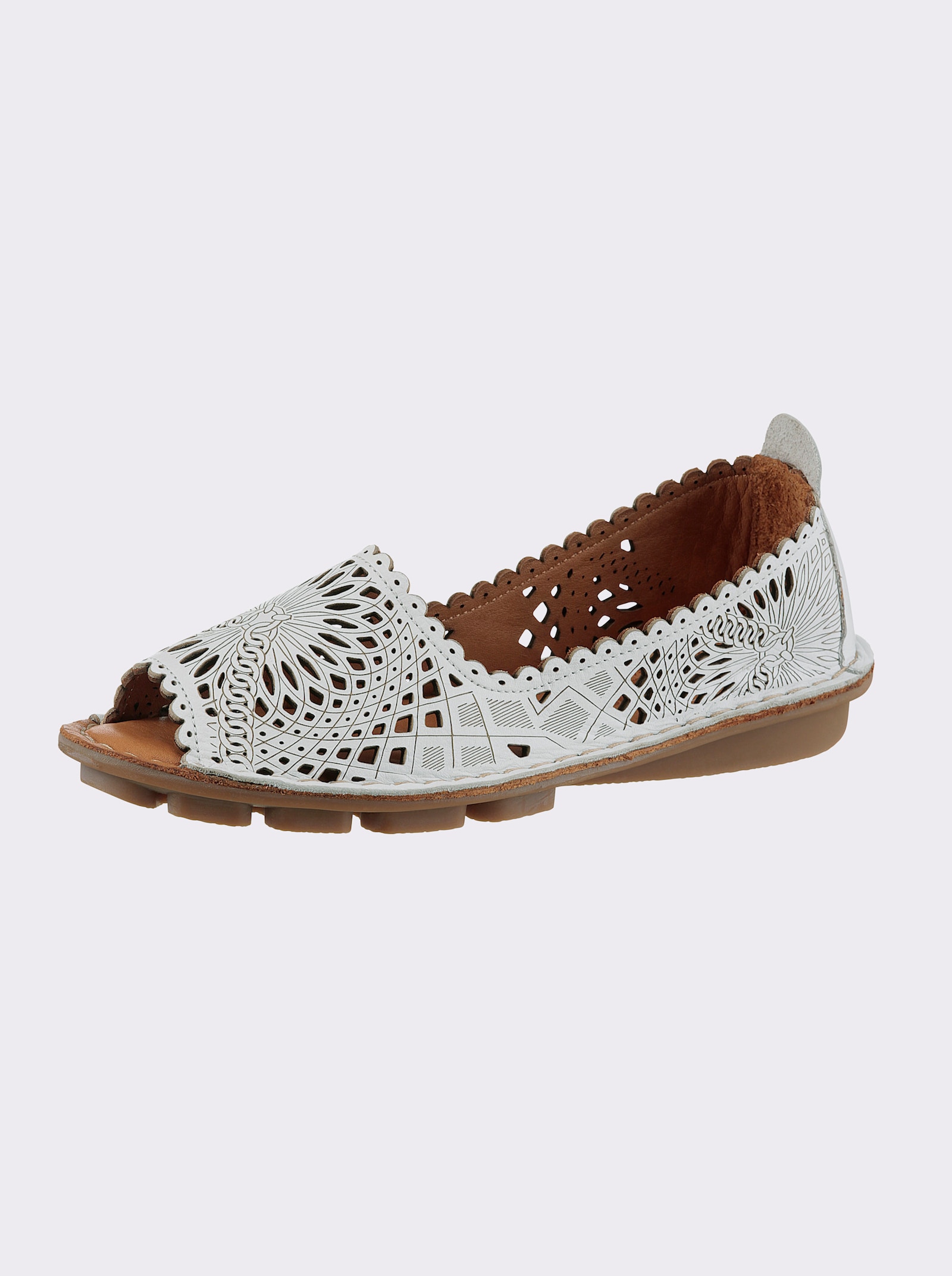 Gemini Slipper zehenoffen, mit Lochmuster - weiss