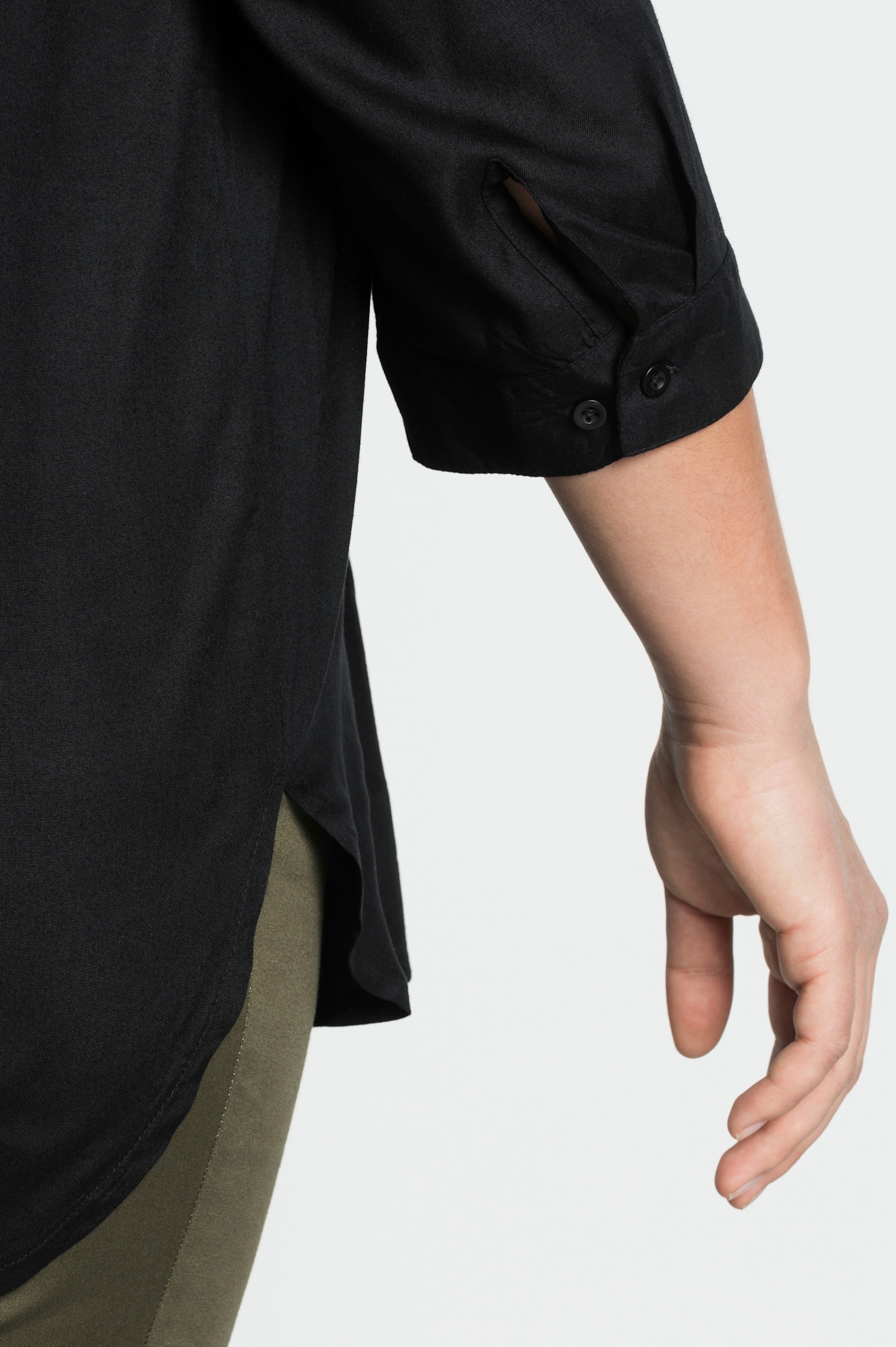 sheego Tunika mit dekorativer Falte - schwarz