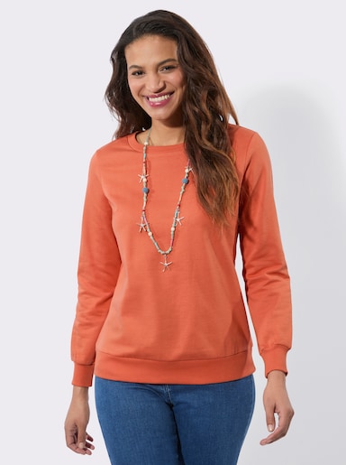 Sweatshirt mit Ripp-Abschlüssen - papaya