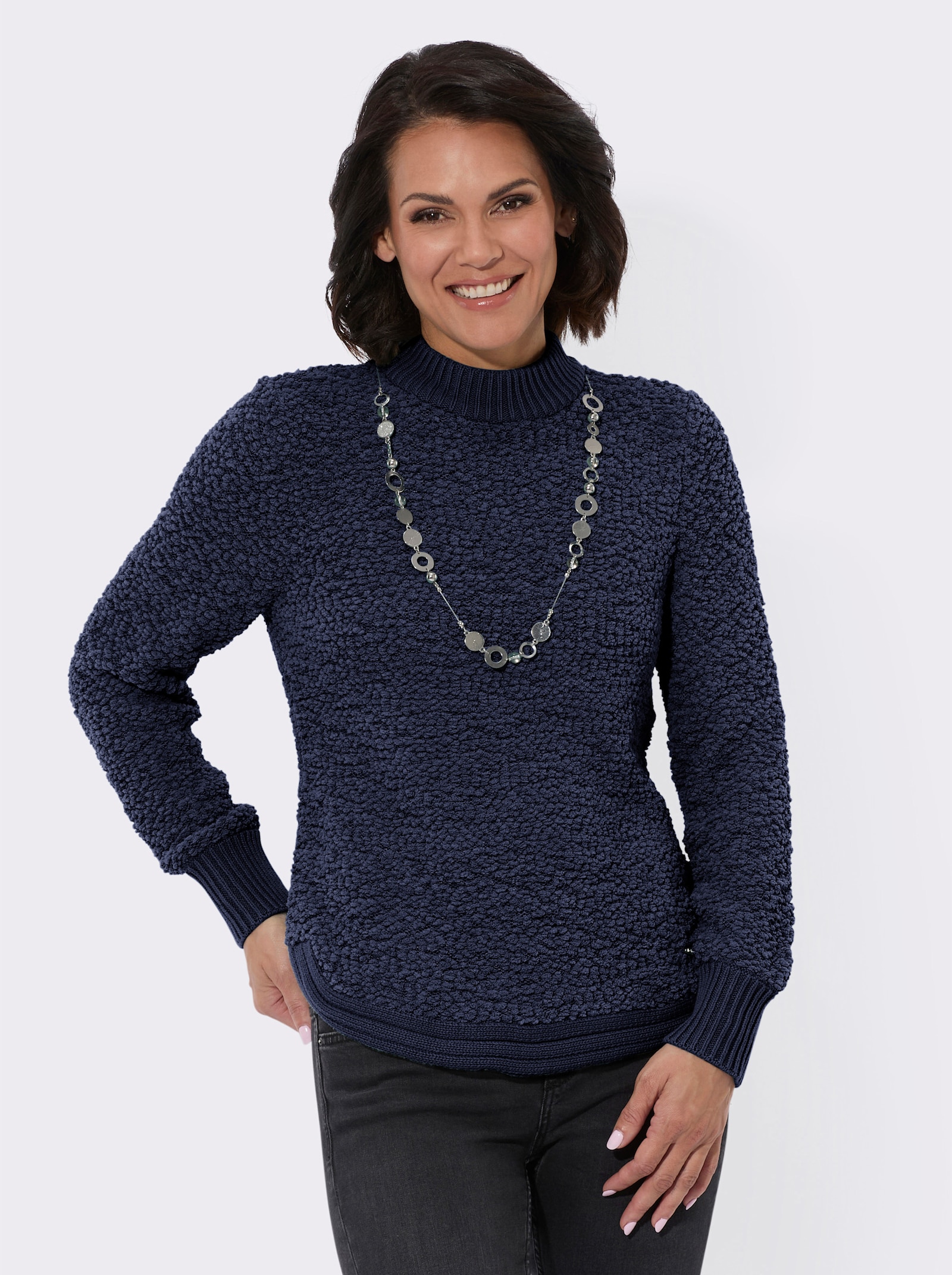 Pullover mit Stehkragen - marine