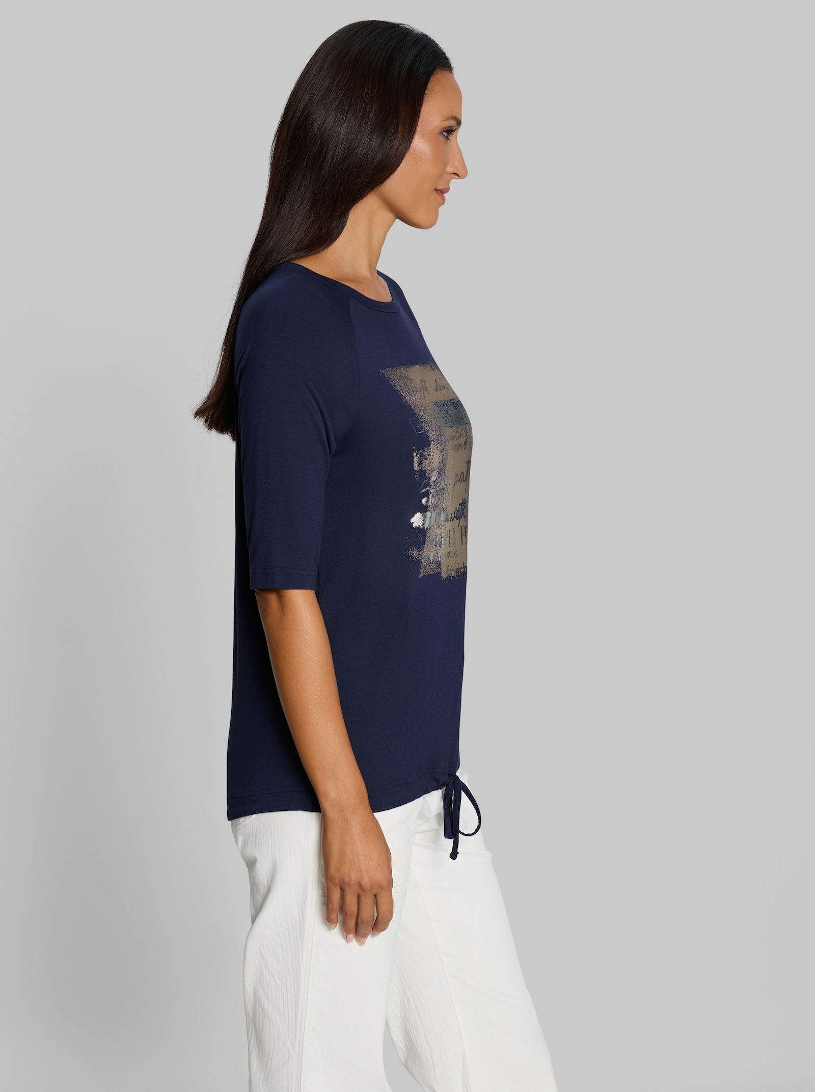 heine Kurzarmshirt mit Tunnelzug und Bindeband - marine
