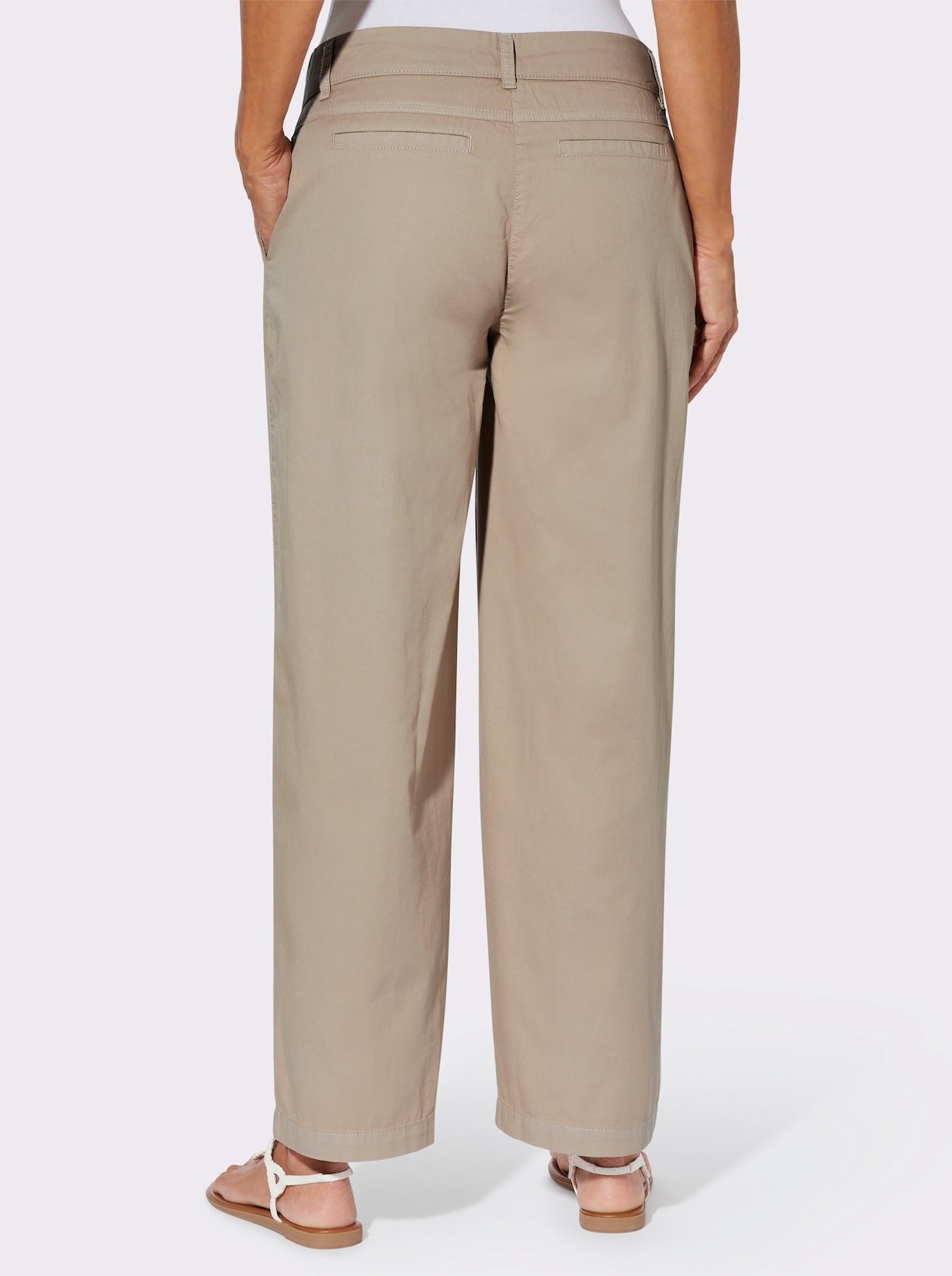Culotte in Jeans-Qualität, Baumwolle - beige