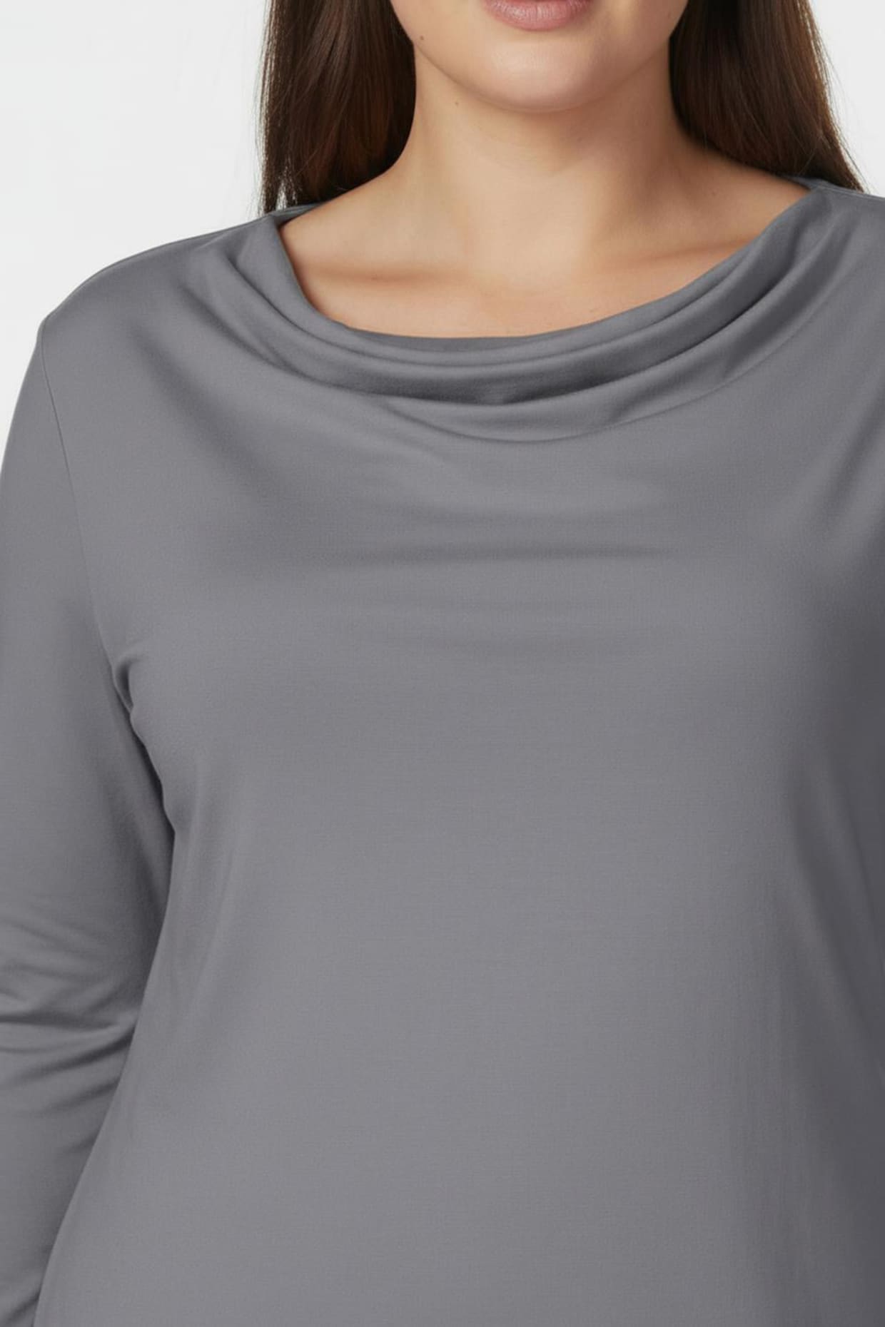 Wasserfallshirt mit 3/4-langen Ärmeln - grau