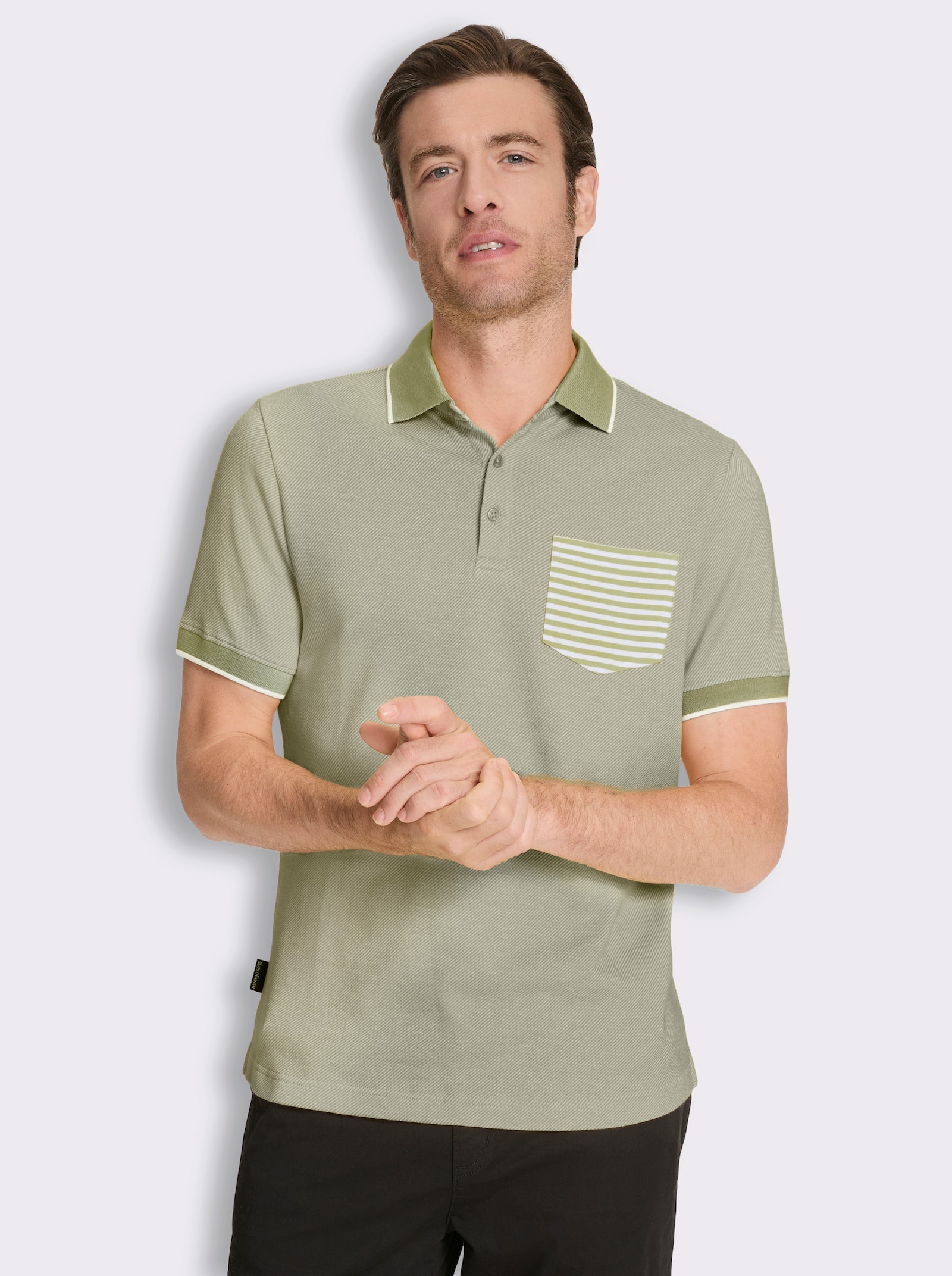 Marco Donati Kurzarmshirt in Jacquard-Qualität, mit Modal - lindgrün-gestreift