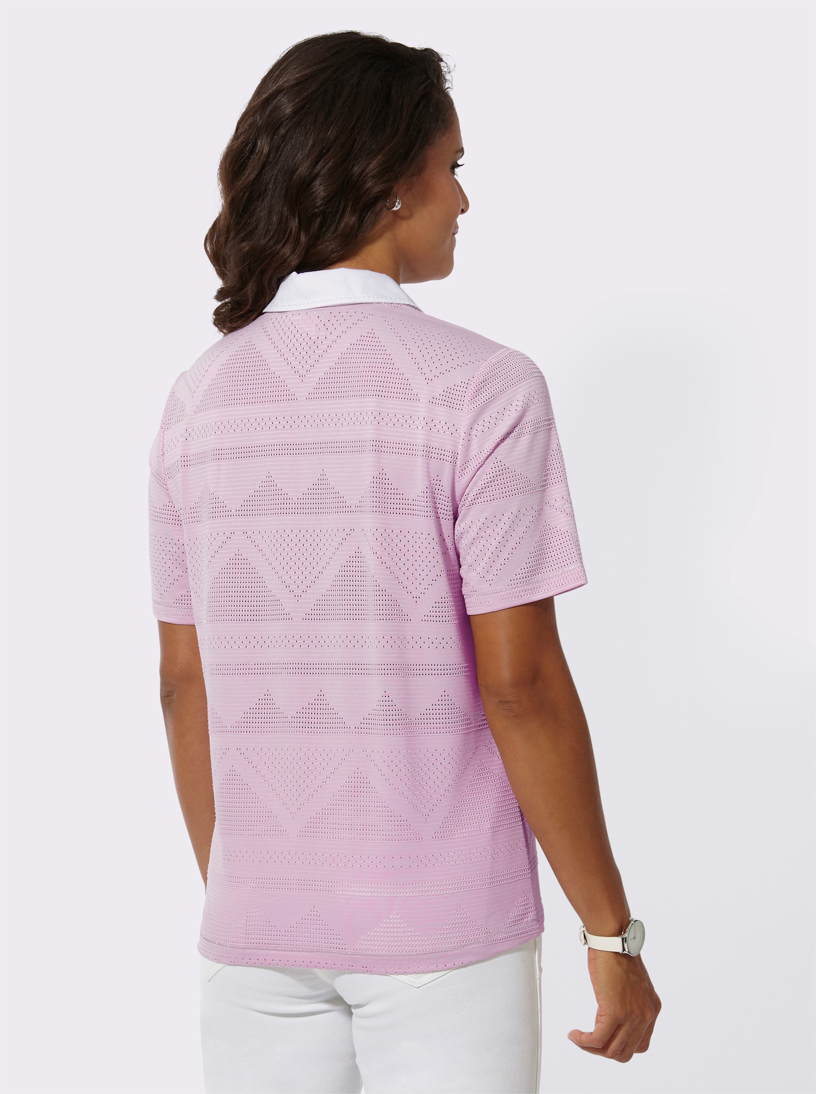 Poloshirt met jacquardpatroon - roze