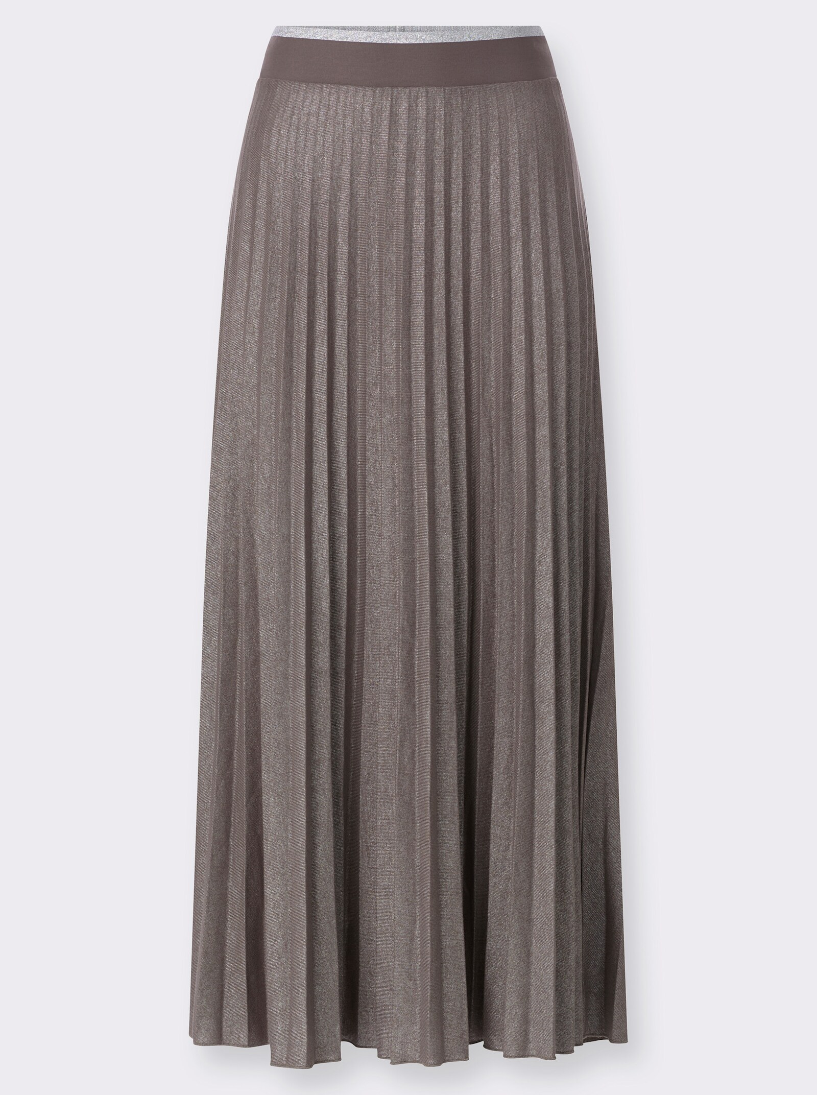 Plisseerock mit Rundum-Dehnbund - dunkeltaupe-silberfarben