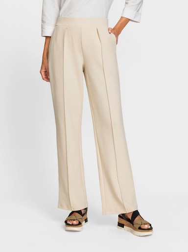 Jerseyhose mit Bundfalten und Biesen - sand