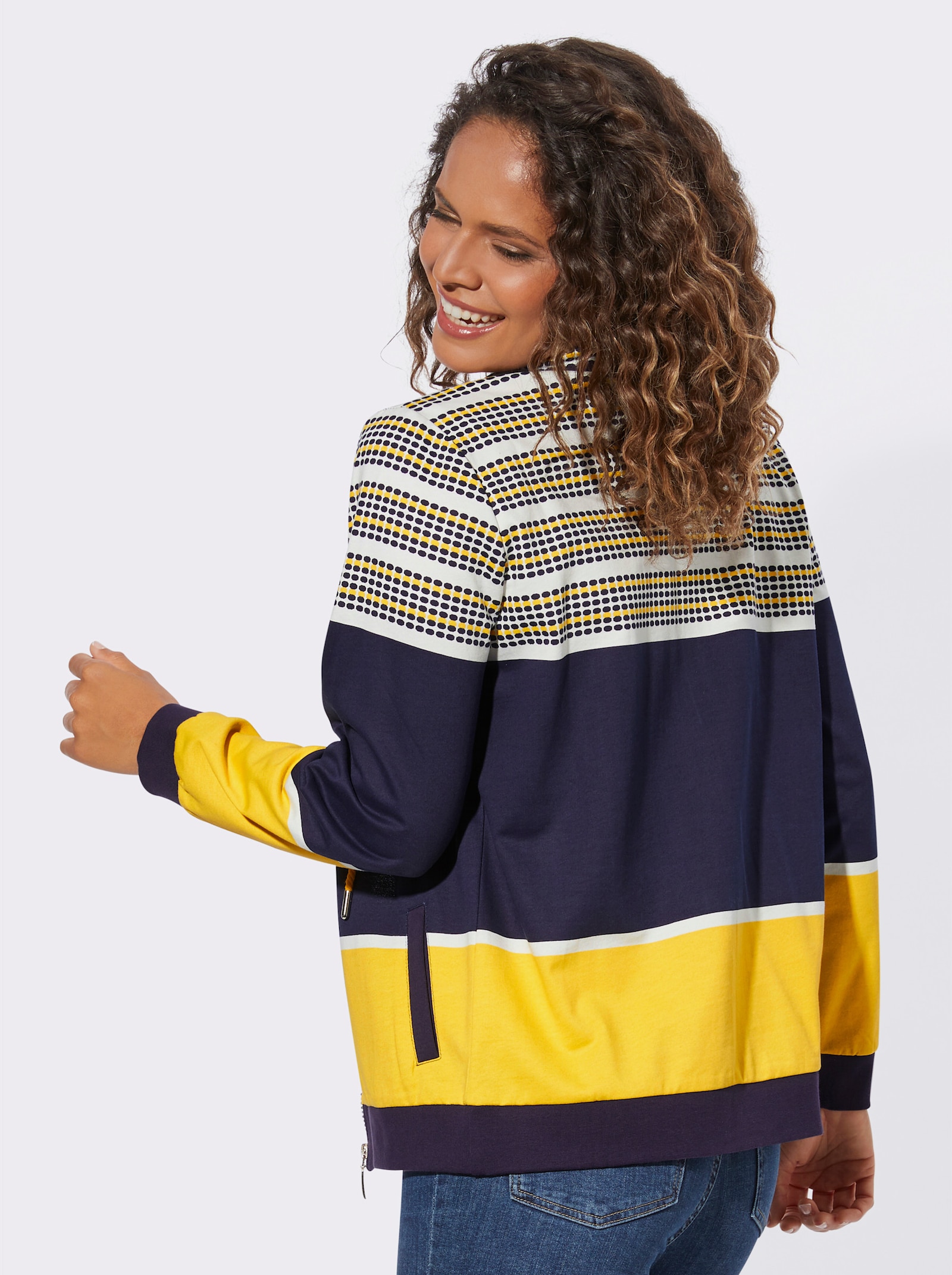 Sweatjacke im Muster-Mix - marine-sonnengelb