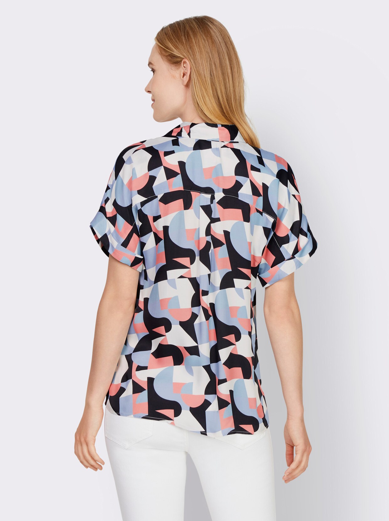 heine Overhemdblouse - bleu/flamingo bedrukt