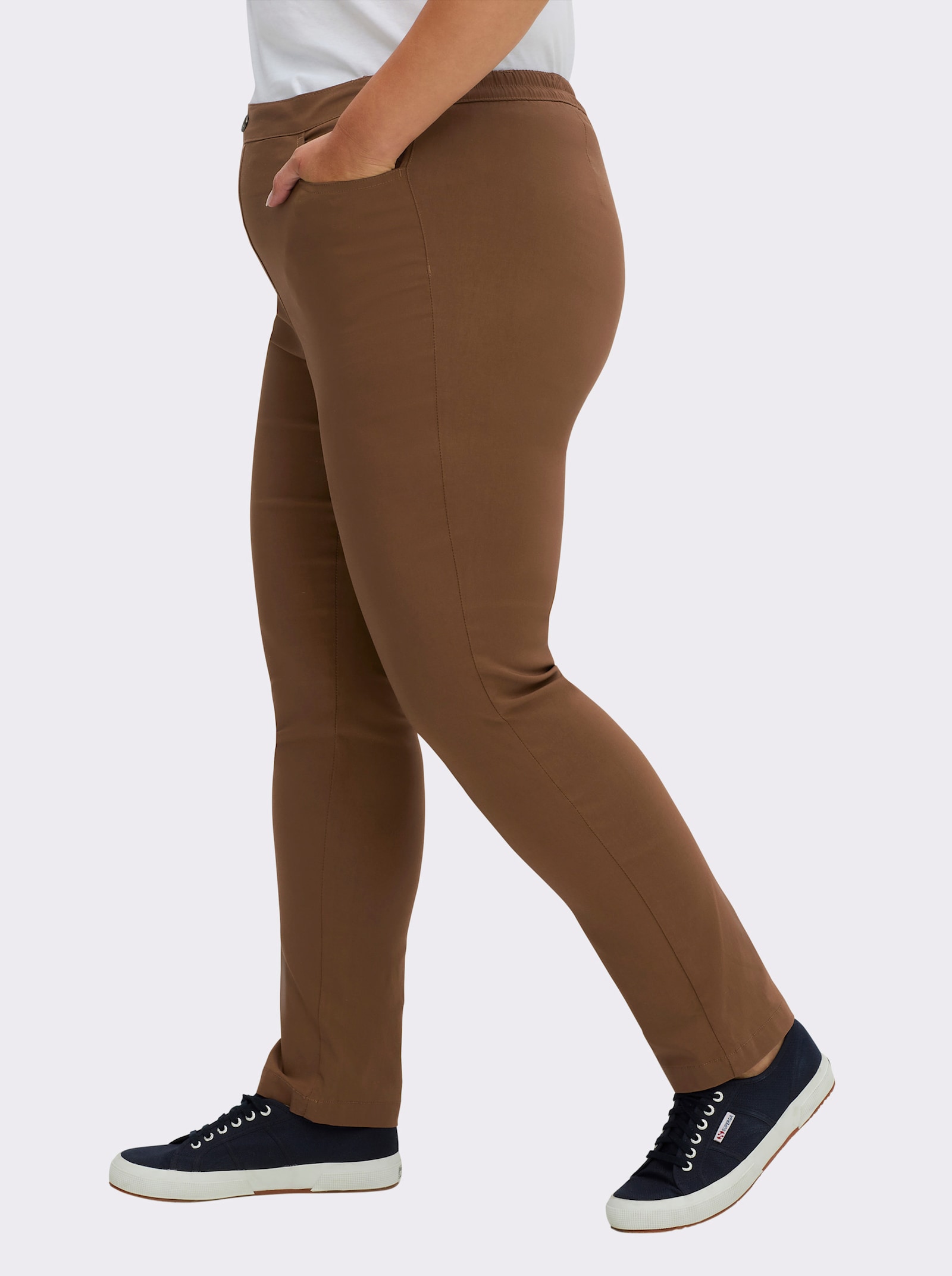 Bengalinhose mit Zierreißverschlüssen - toffee