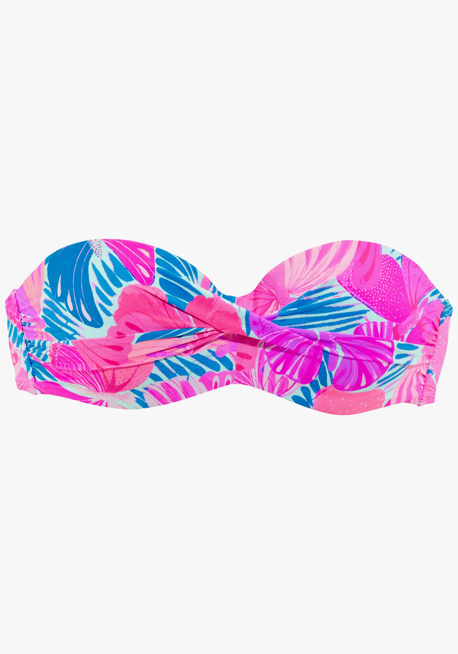Sunseeker Bügel-Bandeau-Bikini-Top - pink-blau bedruckt