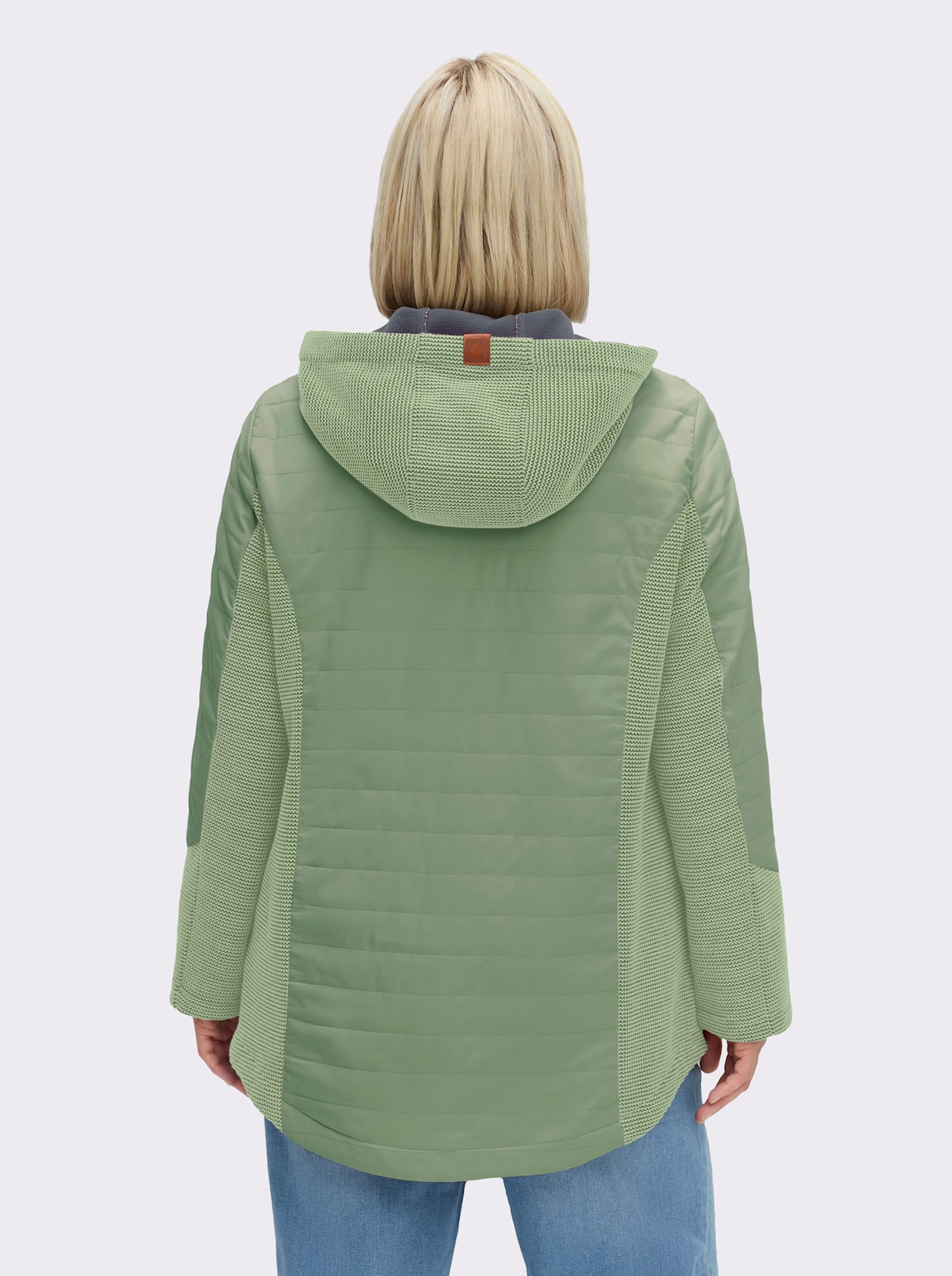 Übergangsjacke im Mix aus Fleece und Stepp - eucalyptus