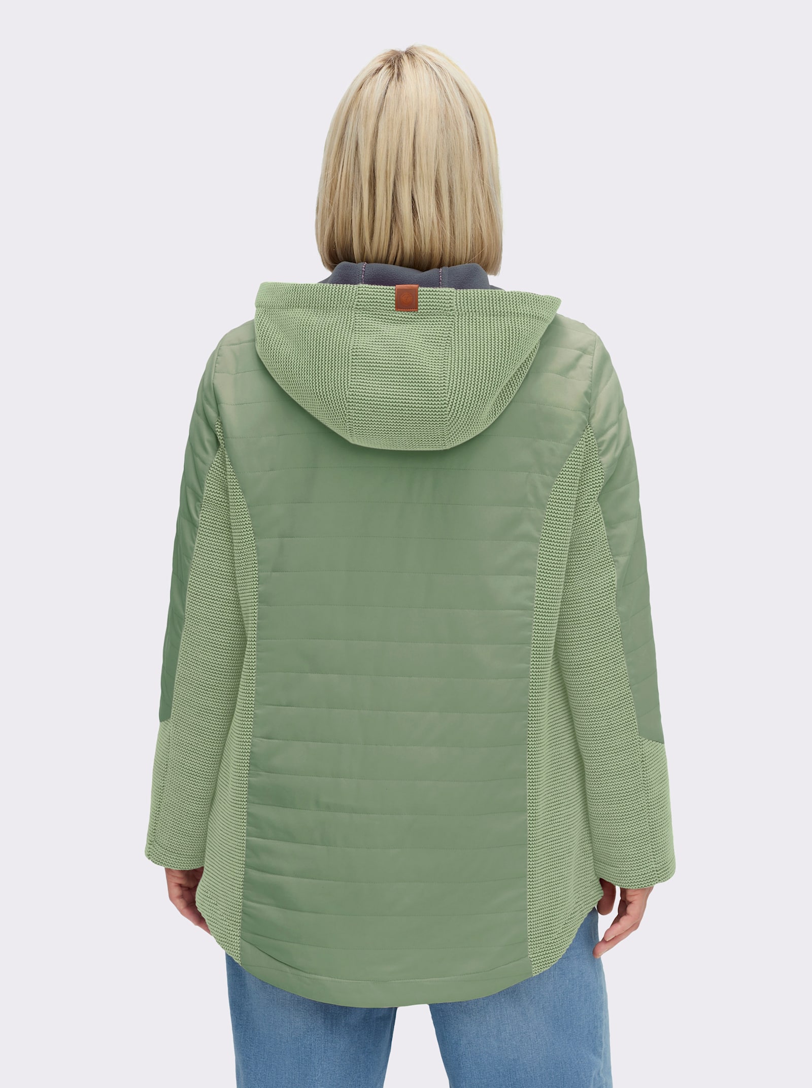 Übergangsjacke im Mix aus Fleece und Stepp - eucalyptus