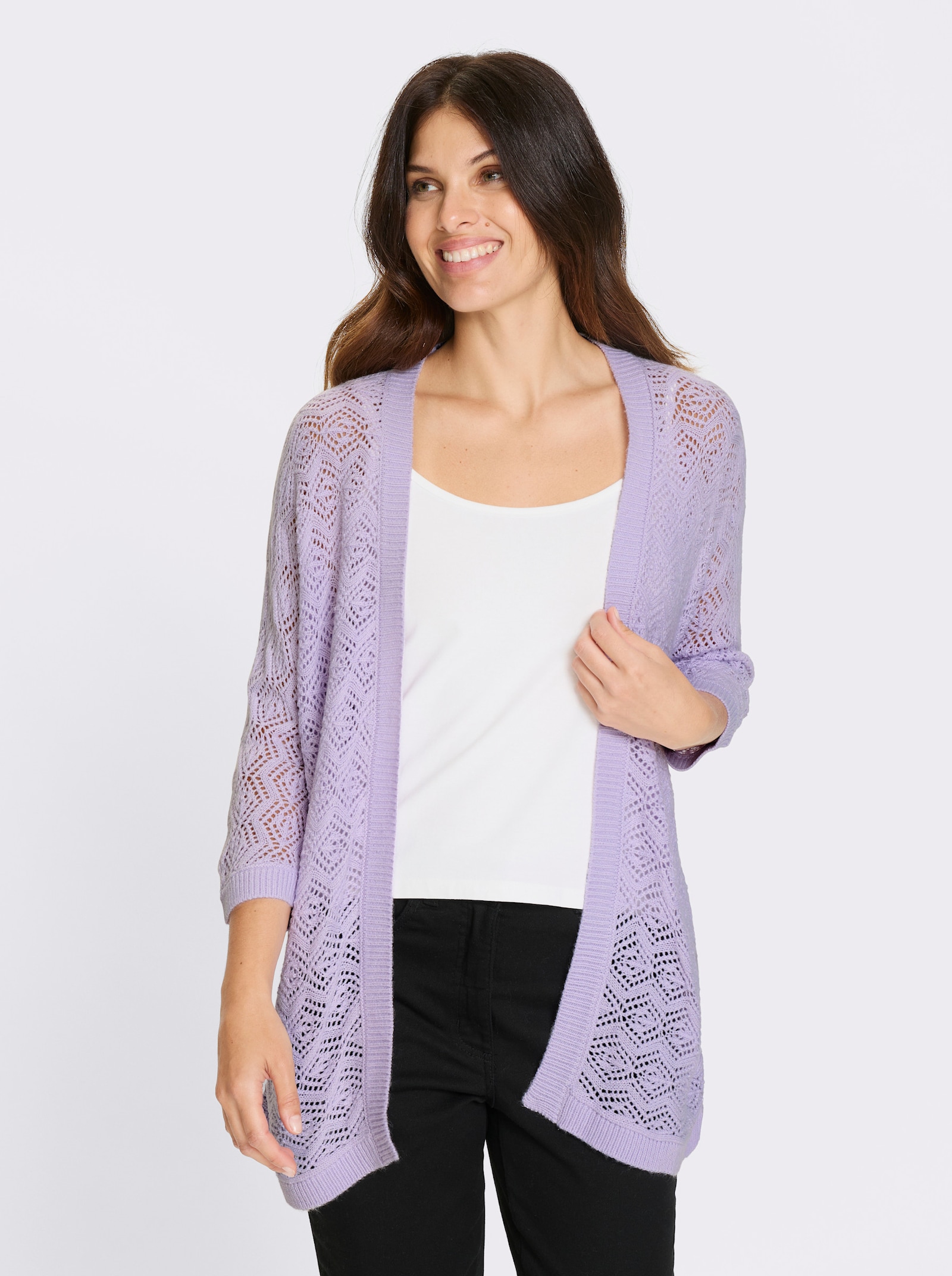 Hålstickad kofta - syren