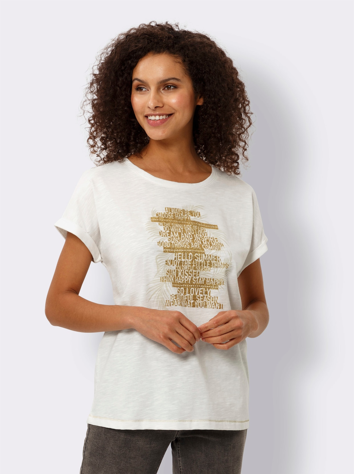 heine Shirt met ronde hals - ecru
