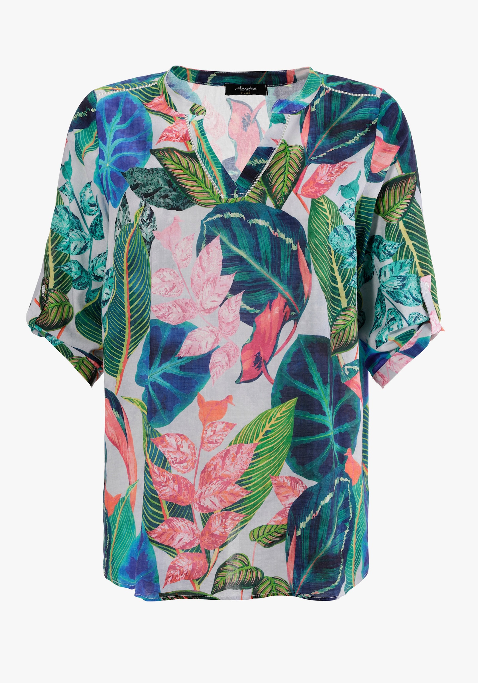 Aniston PLUS Longbluse - stein-marine-dunkelgrün-lachs-fuchsia-smaragd-gelb-petrolgrün-royalblau-apfelgrün-orange-rosa-hellgrau-weiß