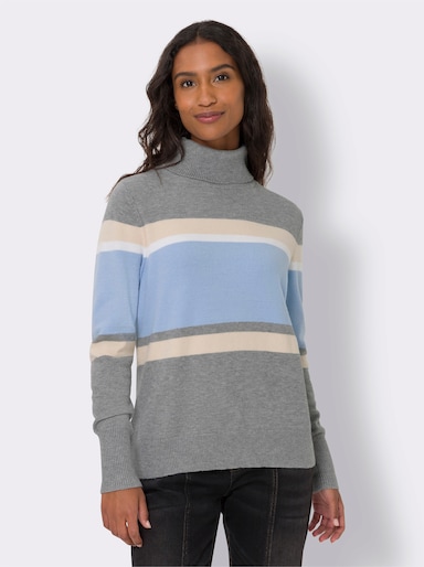 heine Pullover - grau-eisblau-geringelt