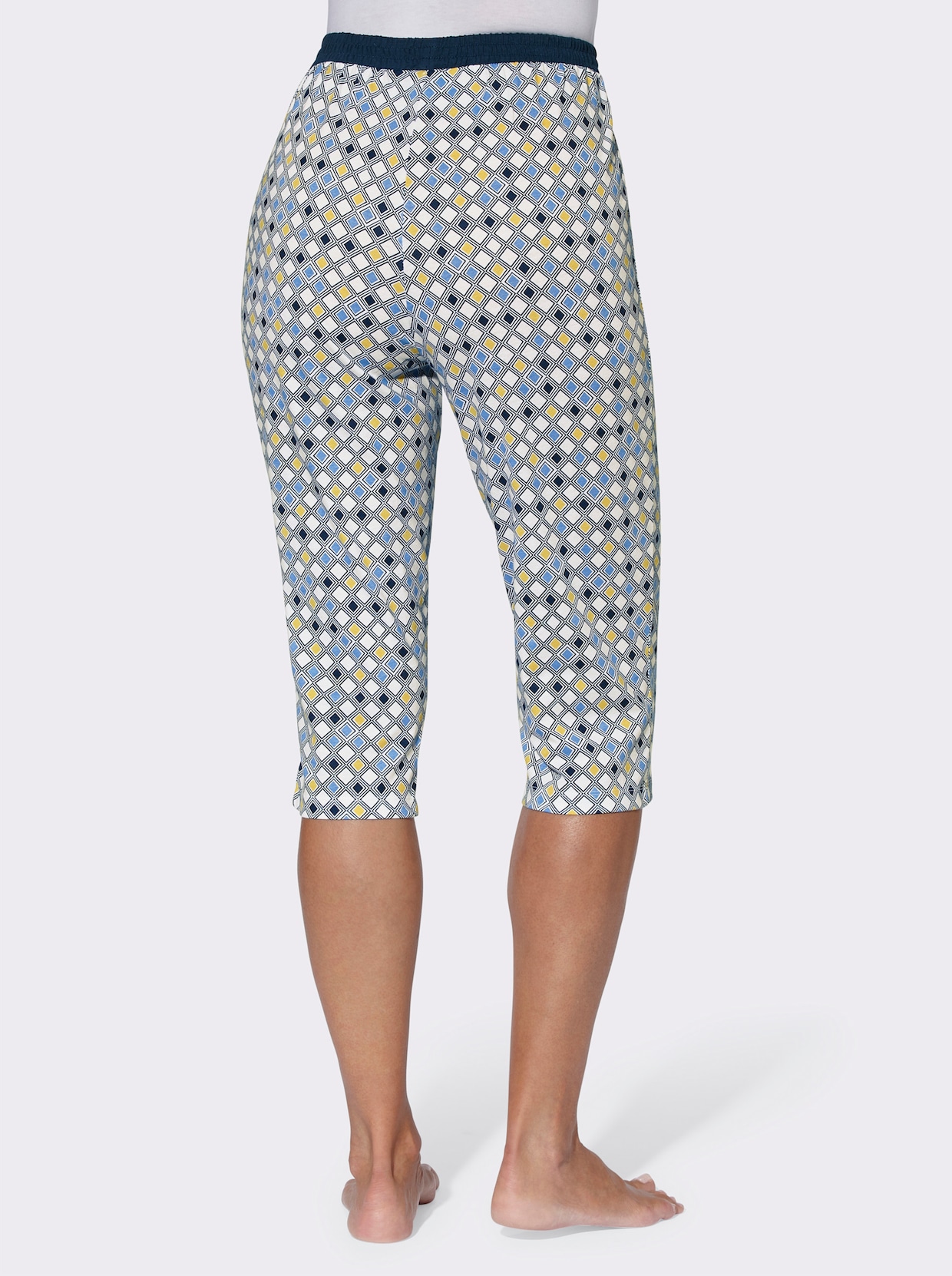 Capri-pyjamabroek - hemelsblauw bedrukt