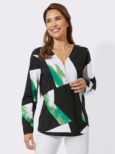 V-Shirt im Grafik-Dessin - schwarz-apfel-gemustert