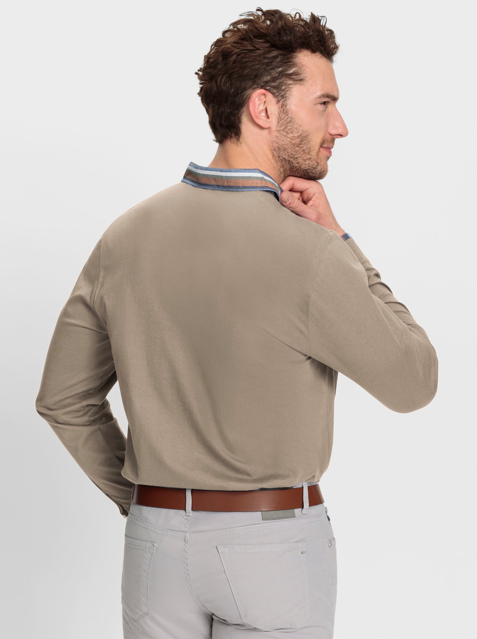 Marco Donati Shirt met lange mouwen in 2-in-1-look - sesam