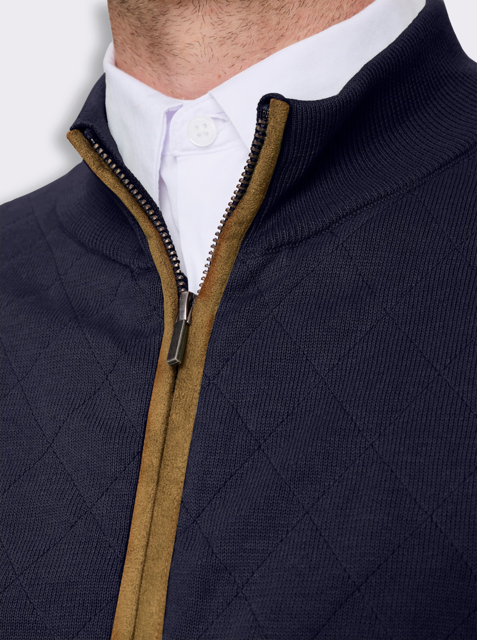 Marco Donati Strickjacke mit Rautensteppung - marine